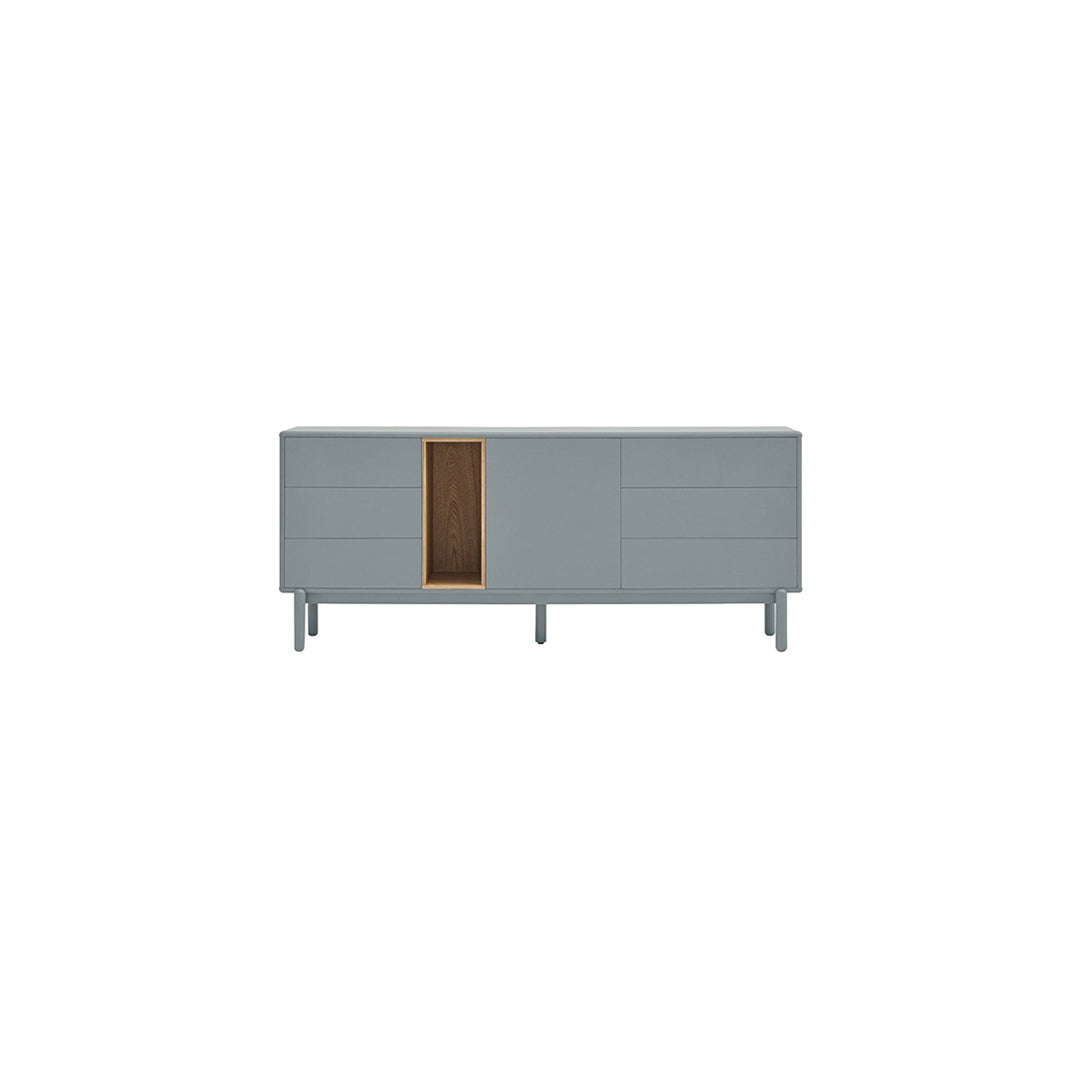 Madia 6 cassetti 1 anta grigio perla Corvo di Teulat 180x40 cm