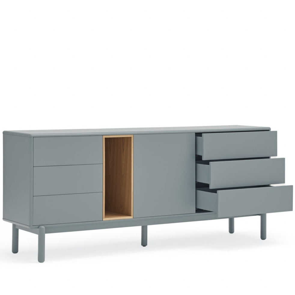 Madia 6 cassetti 1 anta grigio perla Corvo di Teulat 180x40 cm