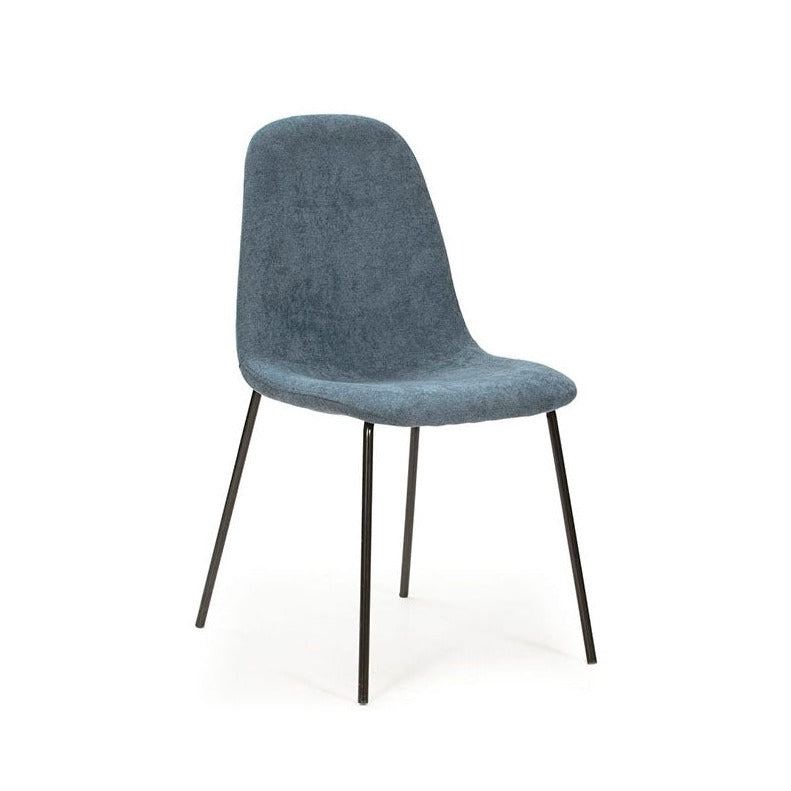 Set 4 Sedia in tessuto Azzurra con piedi in metallo - Tione