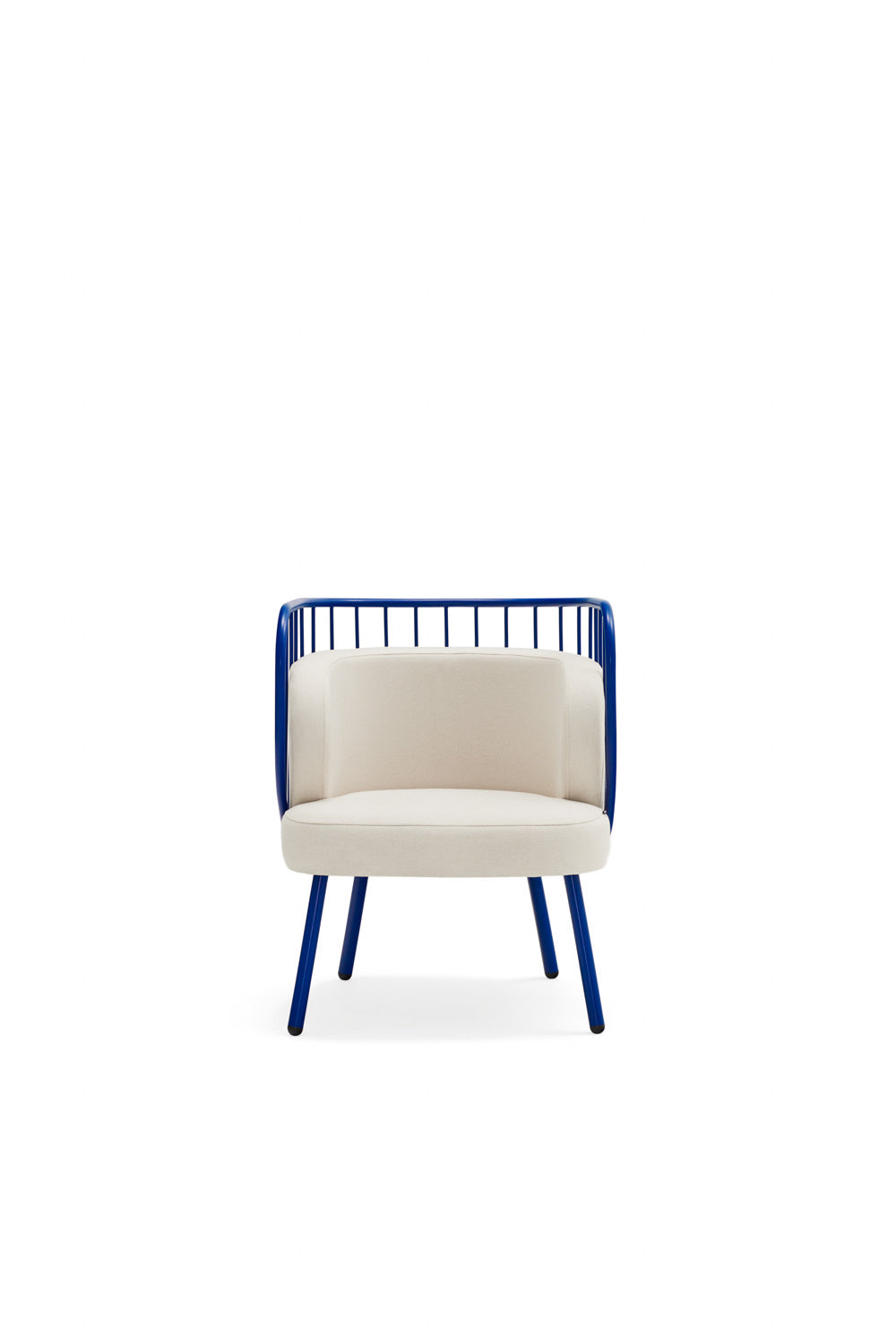 Poltrona tessuto crema struttura in metallo blu 67x83 h44 cm