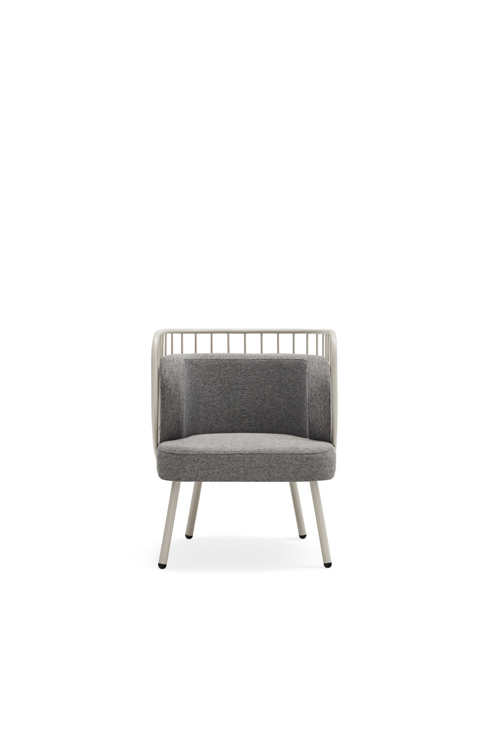 Poltrona tessuto grigio struttura in metallo crema Nabi 67x83 h44 cm