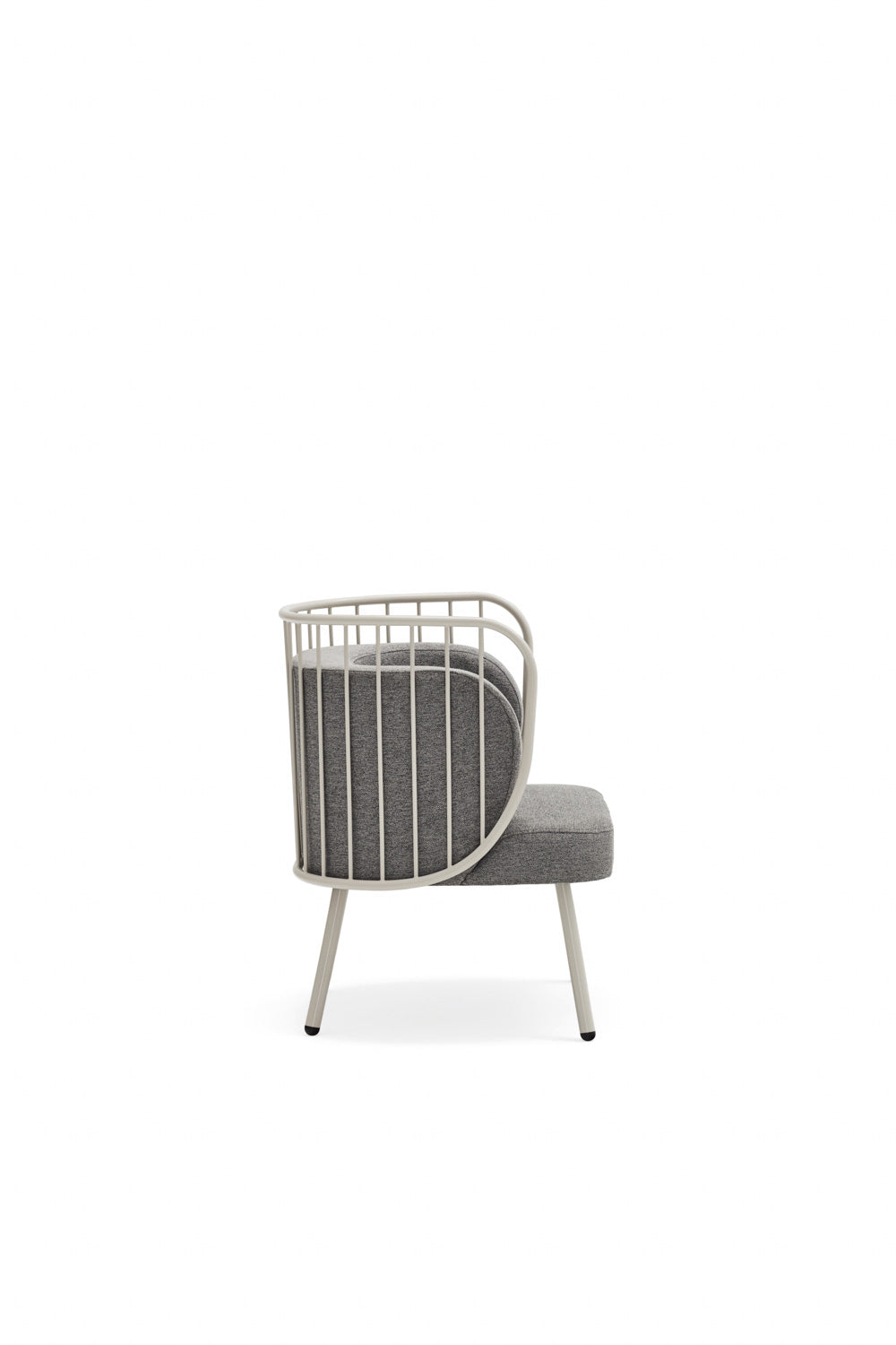 Poltrona tessuto grigio struttura in metallo crema Nabi 67x83 h44 cm
