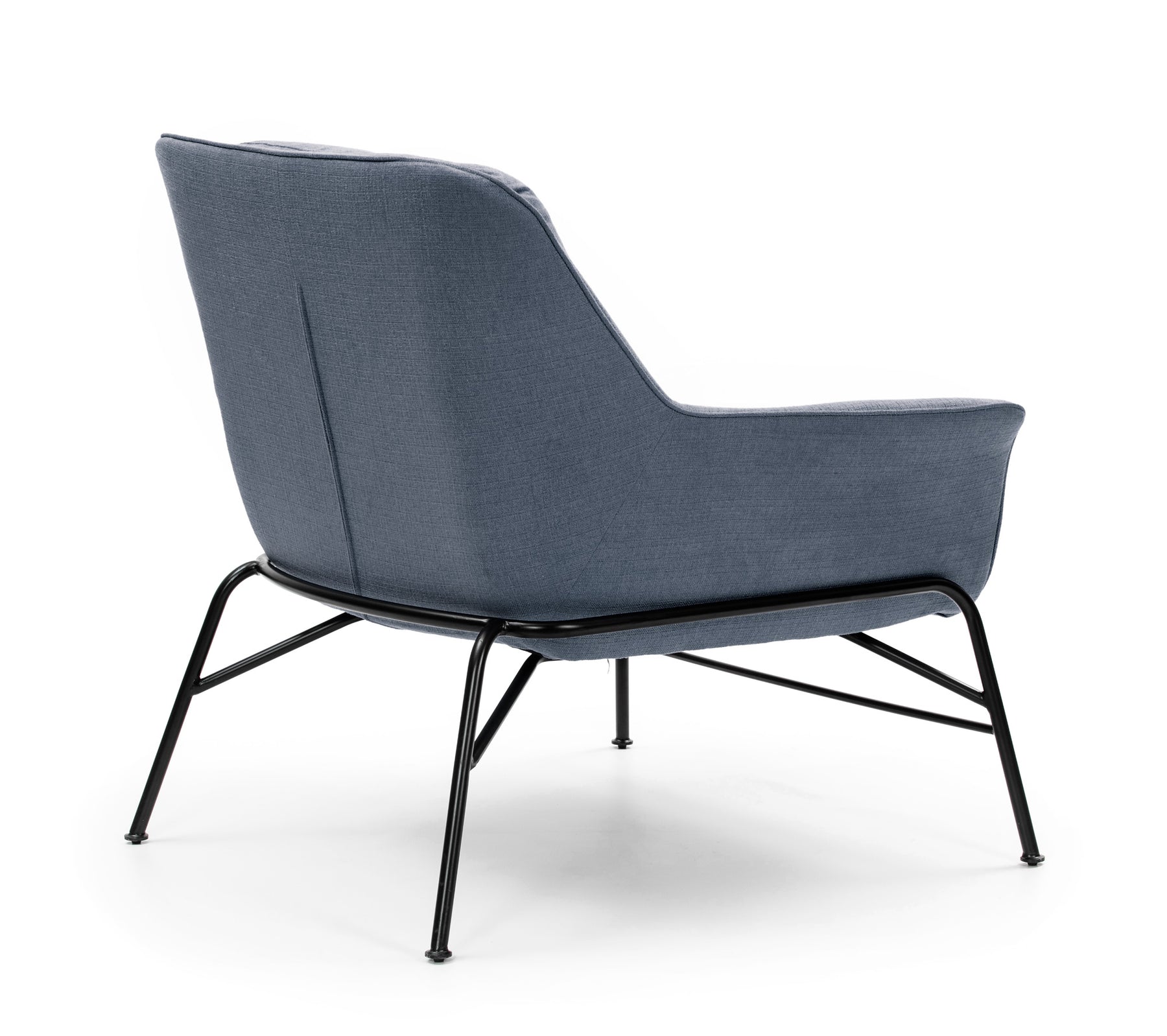 Poltrona moderna con braccioli in tessuto blu Sadira