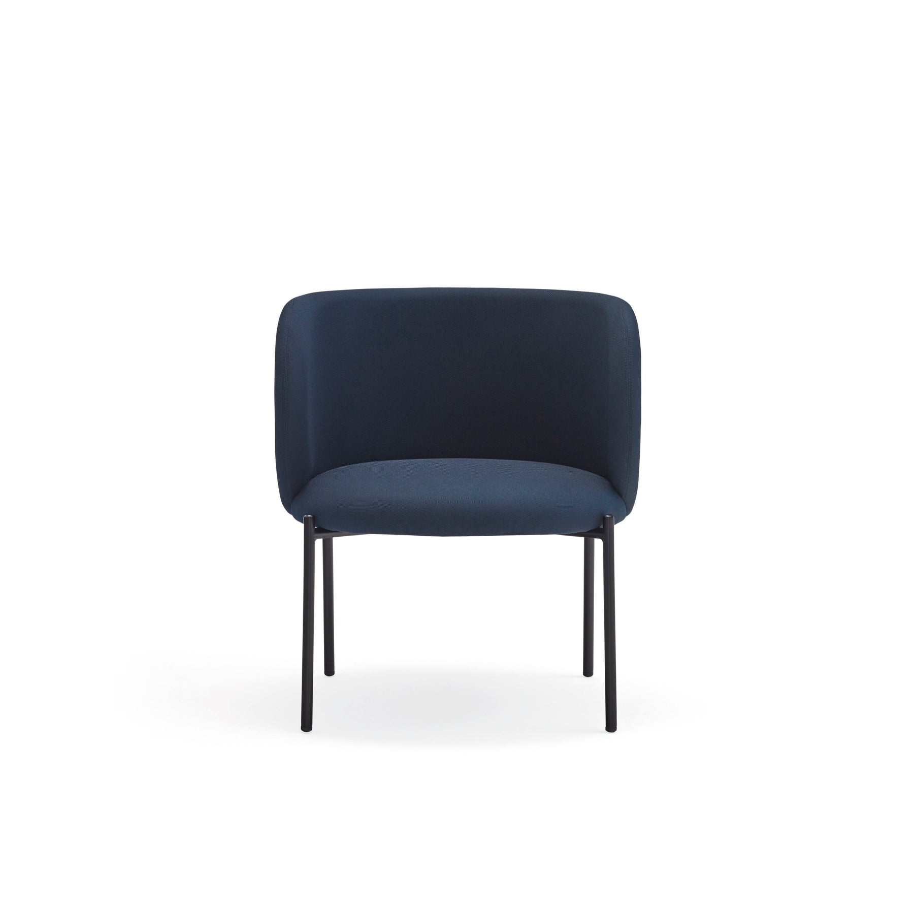 Poltrona in tessuto blu struttura in metallo 66x74 h49
