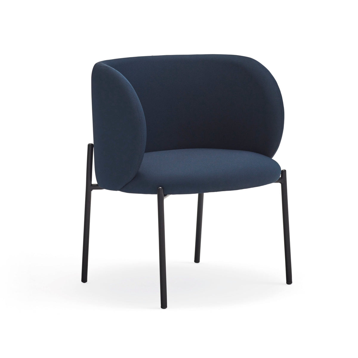 Poltrona in tessuto blu struttura in metallo 66x74 h49