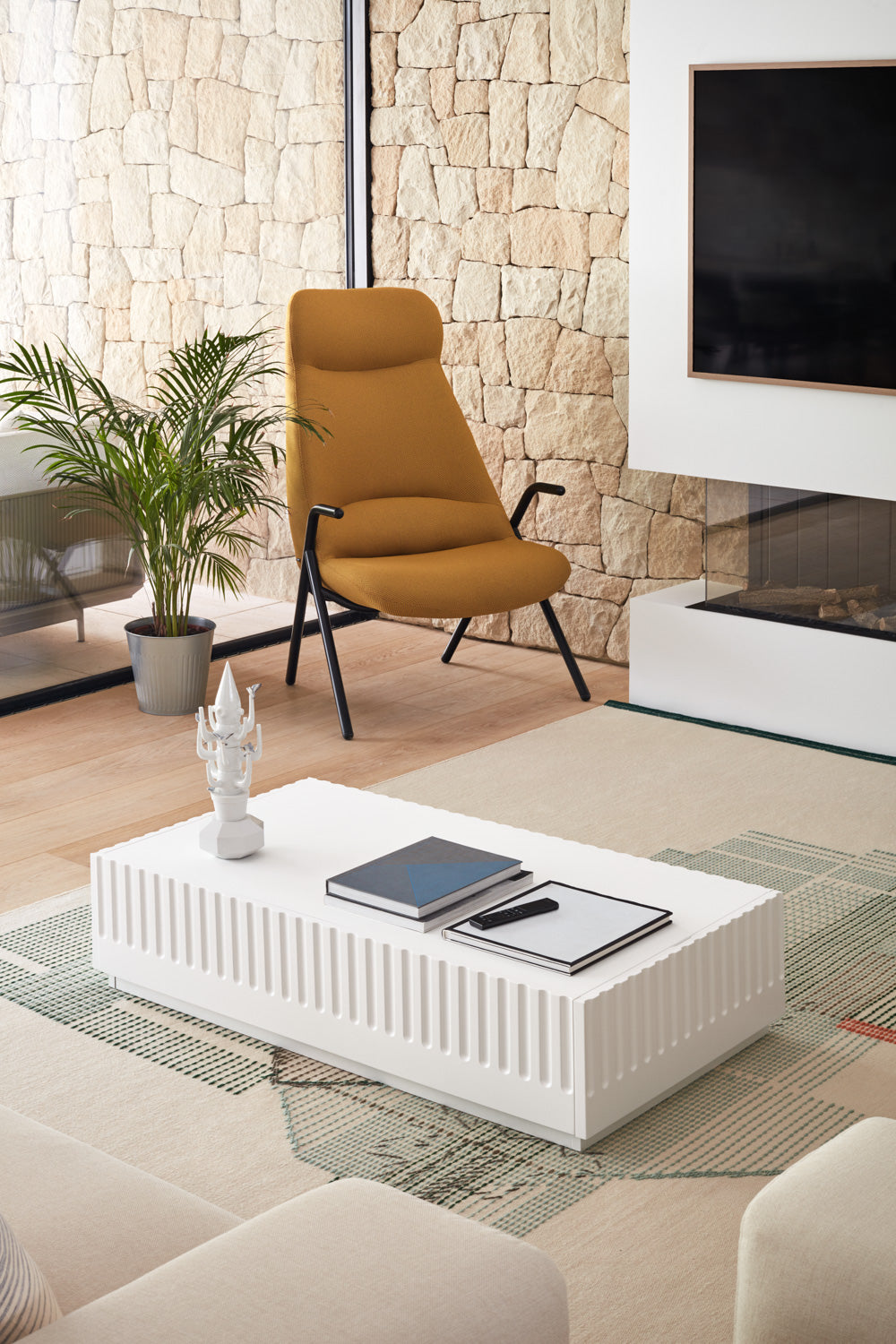 Tavolino per Soggiorno rettangolare bianco Doric di Teulat 110x60 cm