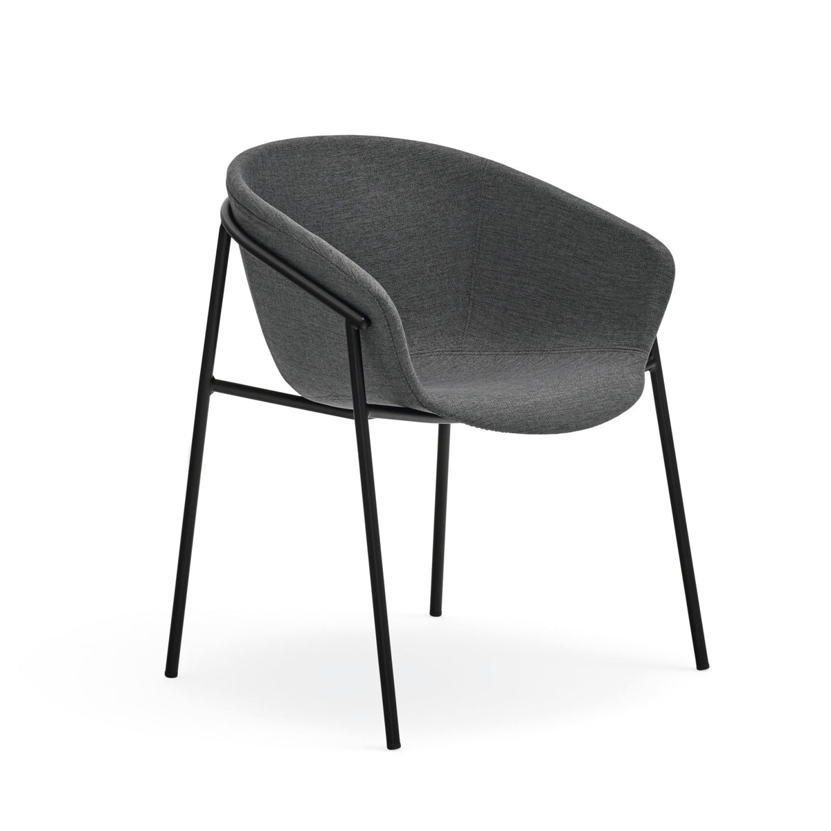 Set 2 sedie in poliestere grigio scuro Hug 66x79 h47 cm