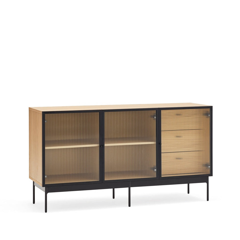 Madia rovere 3 ante in vetro Blur di Teulat 140x45 cm