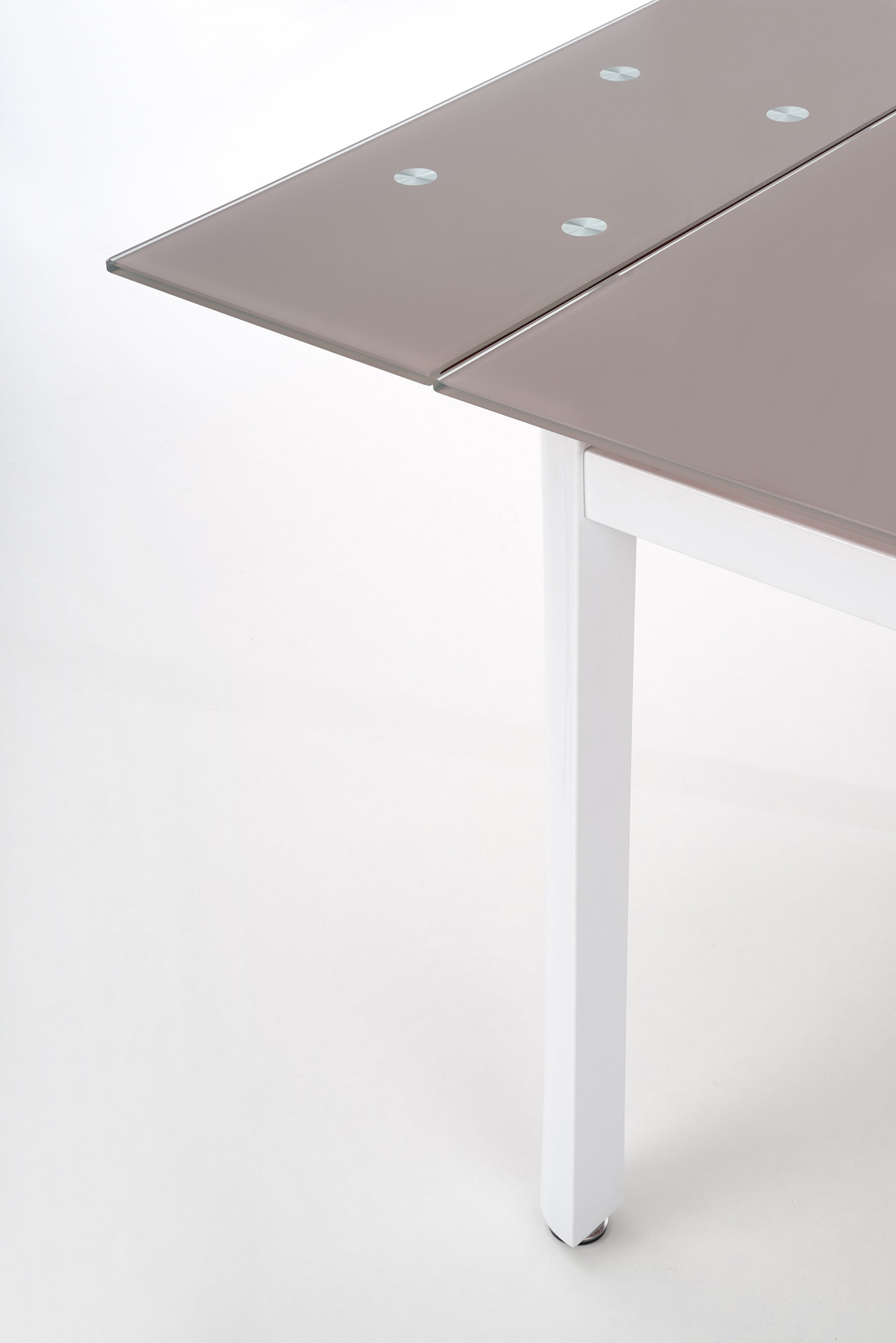 Tavolo allungabile in vetro beige con gambe in acciaio bianco Alston 120x80 cm - allungabile fino a 180 cm