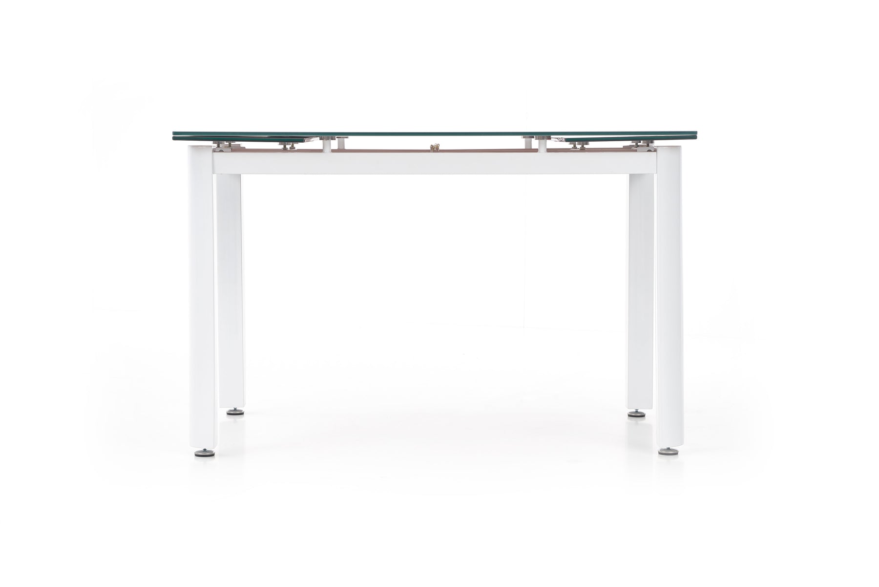 Tavolo allungabile in vetro beige con gambe in acciaio bianco Alston 120x80 cm - allungabile fino a 180 cm