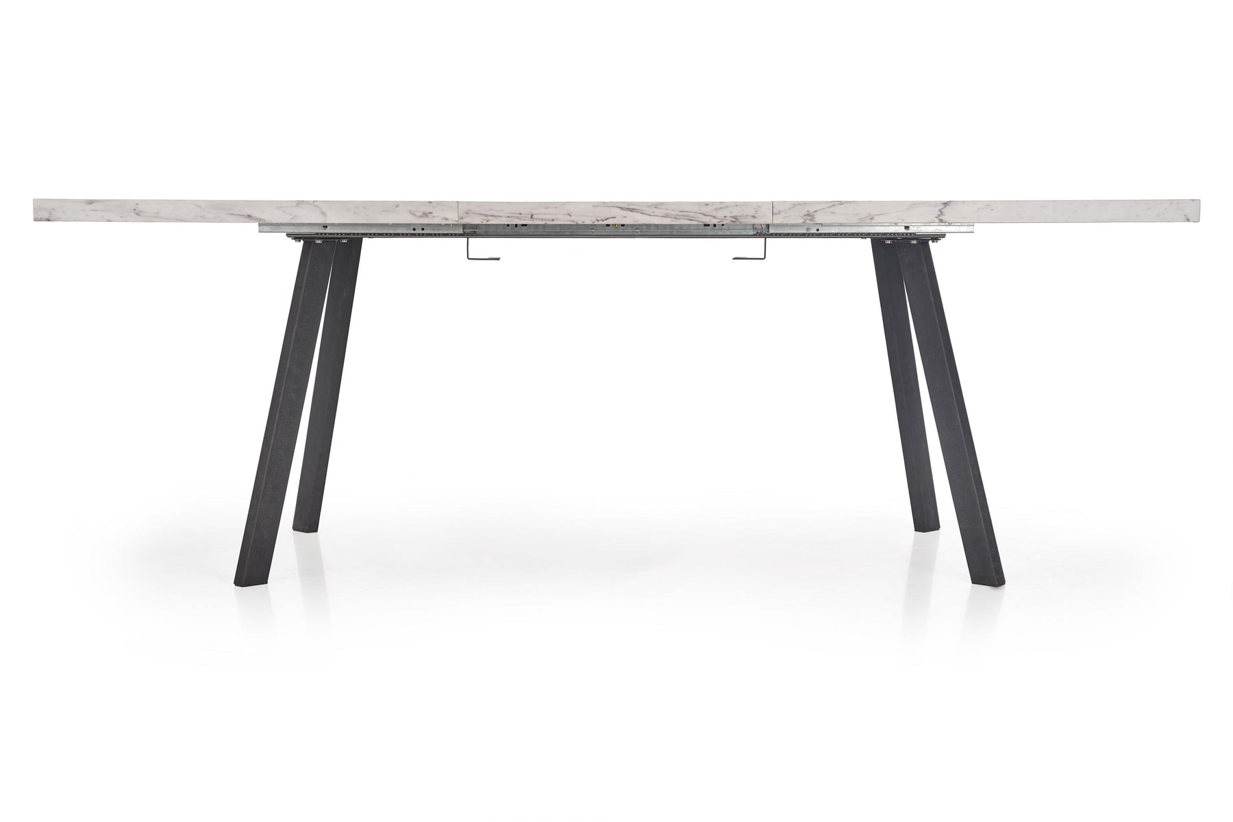 Tavolo allungabile in legno MDF laminato effetto marmo bianco e gambe in acciaio nero Dallas 160x90 cm - allungabile fino a 220 cm