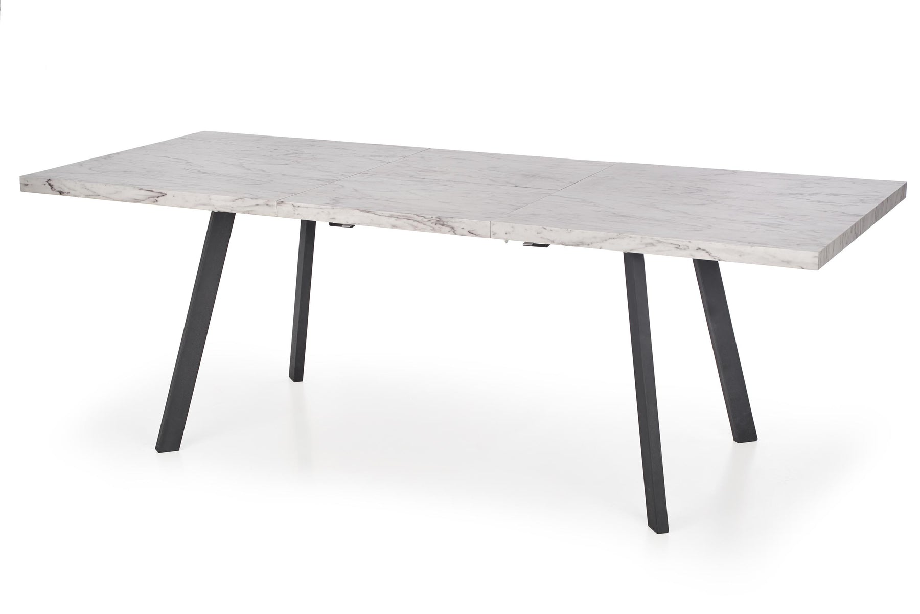 Tavolo allungabile in legno MDF laminato effetto marmo bianco e gambe in acciaio nero Dallas 160x90 cm - allungabile fino a 220 cm