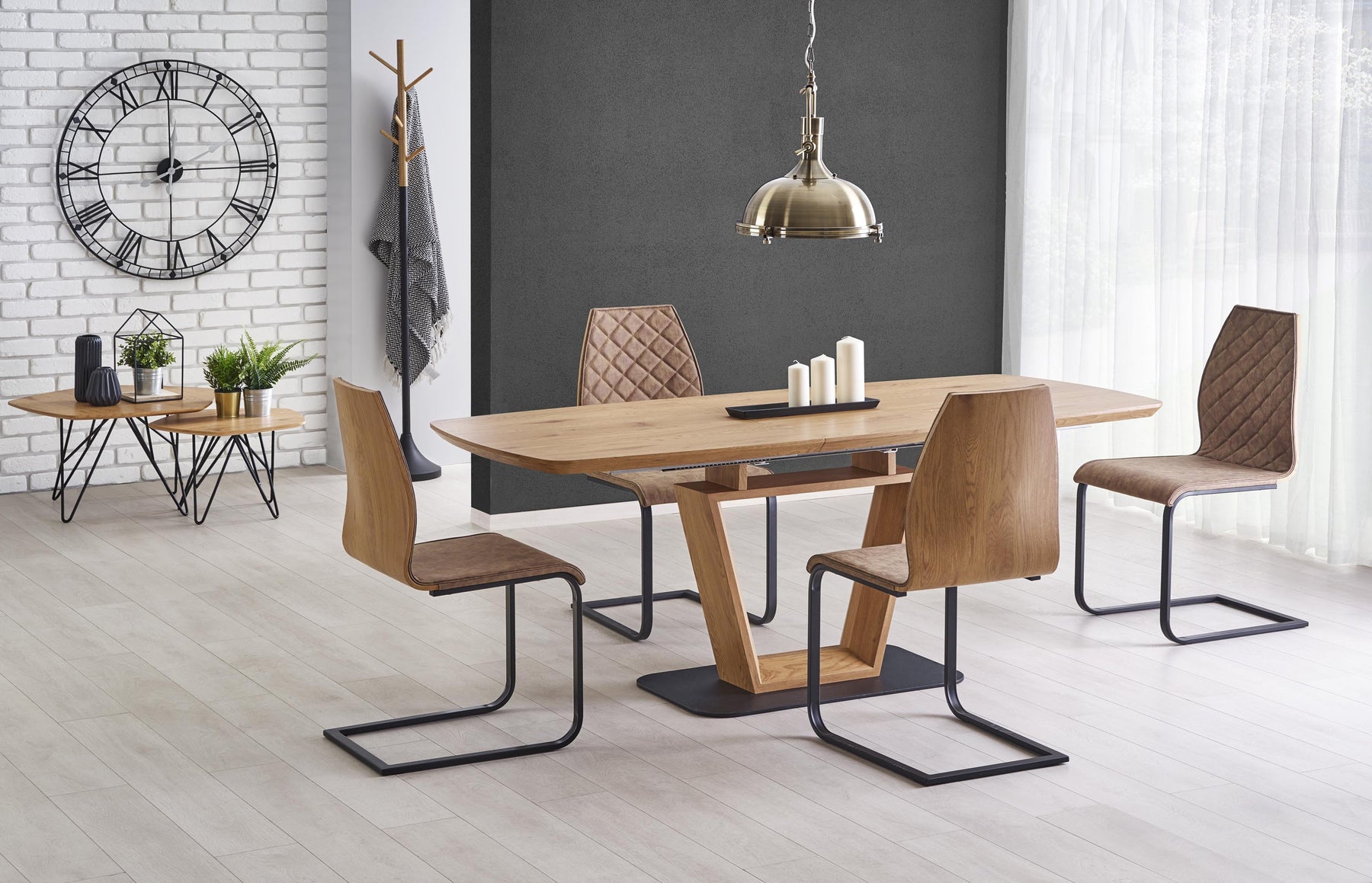 Tavolo allungabile in legno MDF laminato rovere Blacky 160x90 cm - allungabile fino a 220 cm