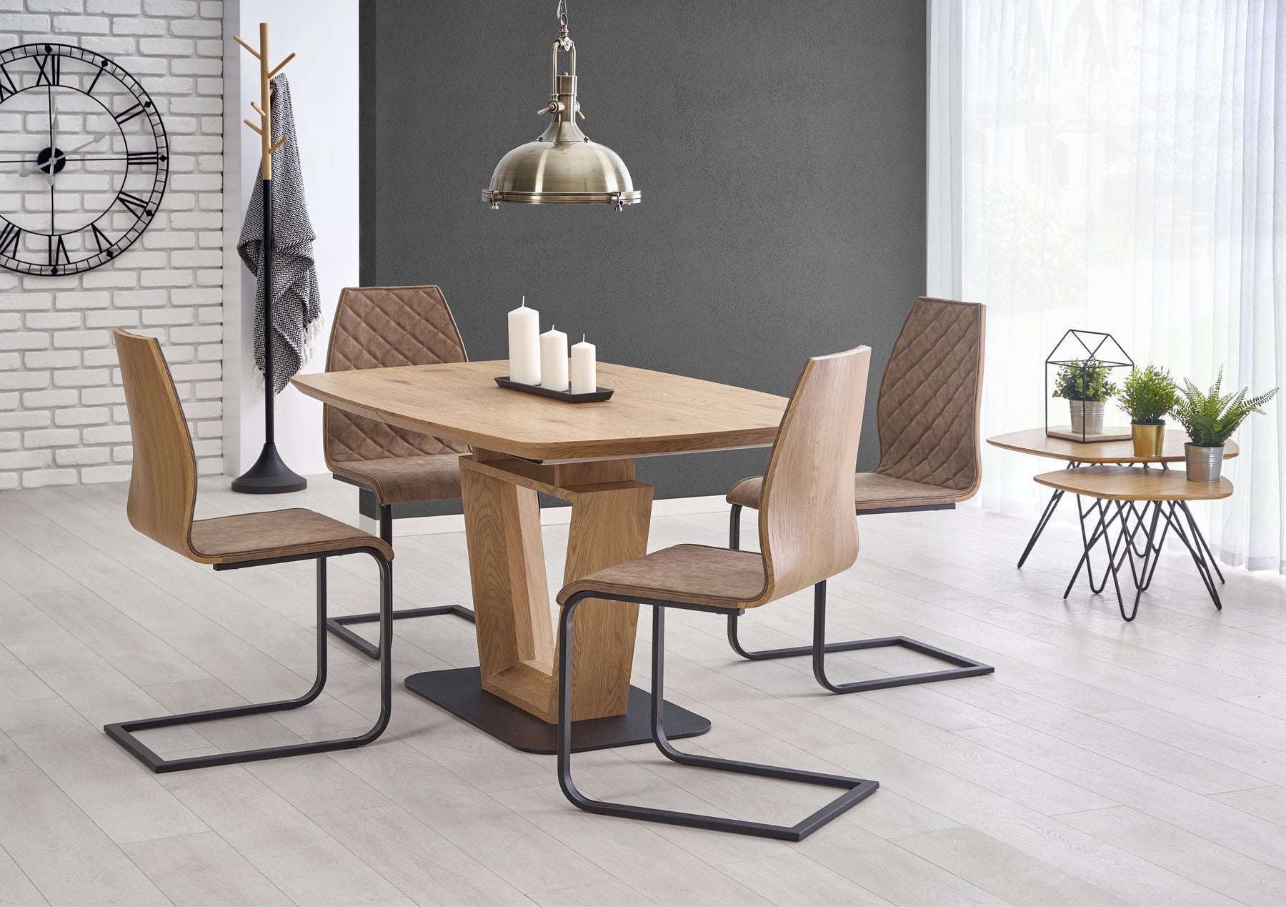 Tavolo allungabile in legno MDF laminato rovere Blacky 160x90 cm - allungabile fino a 220 cm