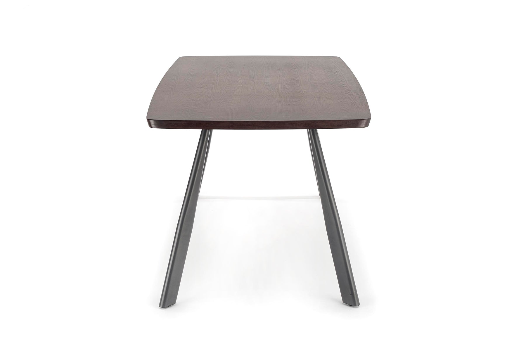 Tavolo in MDF impiallacciato noce scuro con gambe in acciaio grafite Firmino 180 x 90 cm