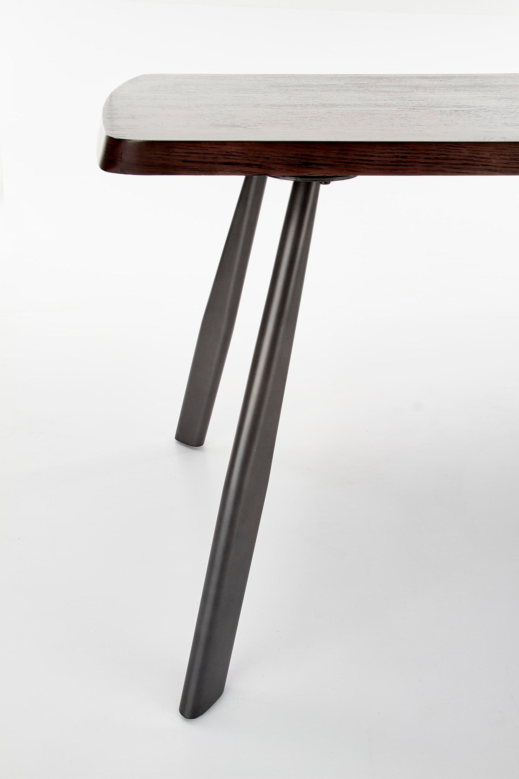 Tavolo in MDF impiallacciato noce scuro con gambe in acciaio grafite Firmino 180 x 90 cm