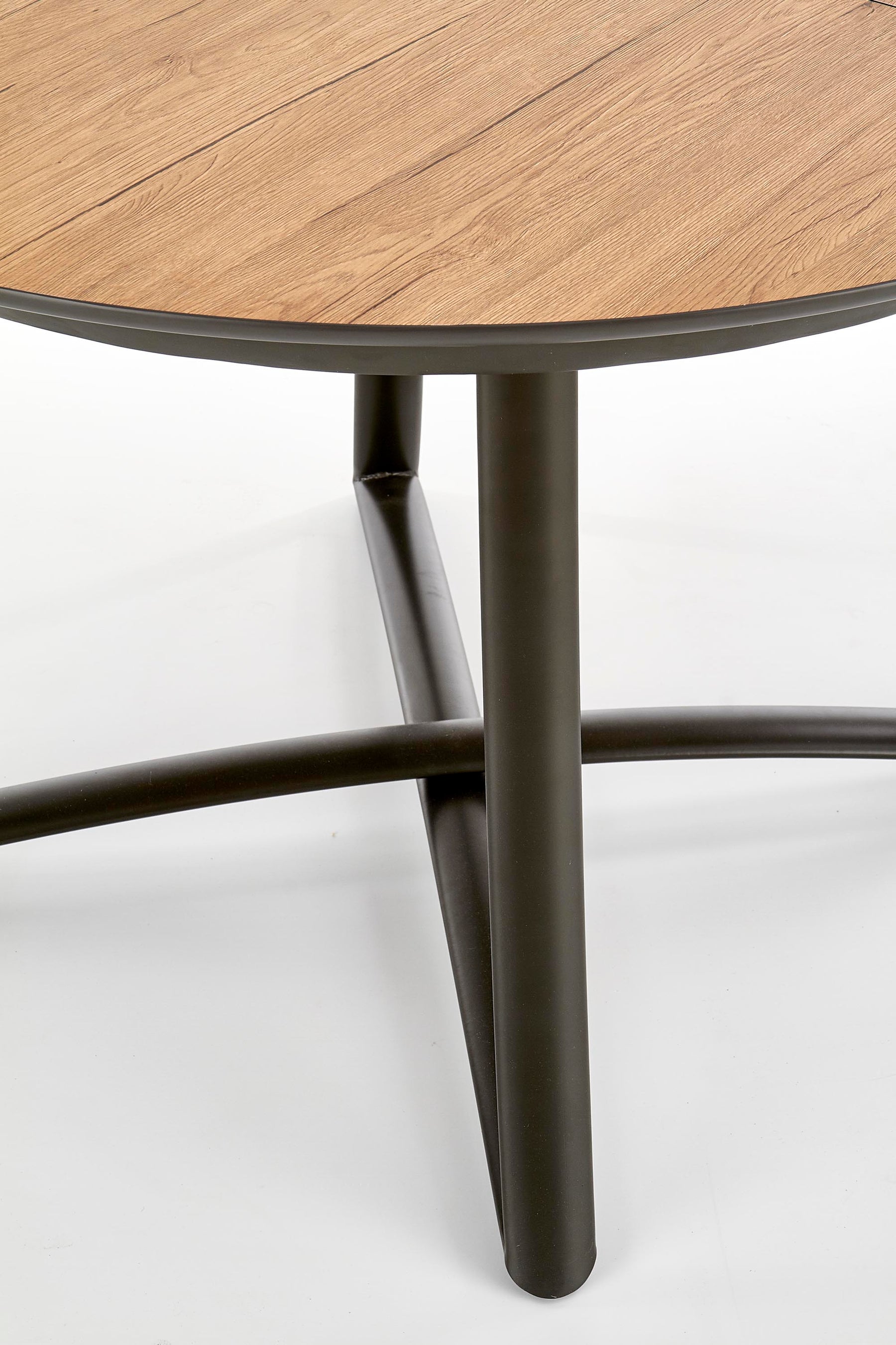 Tavolo tondo allungabile in essenza rovere con gambe in acciaio nero Moretti Ø 118 cm - allungabile a 148 cm