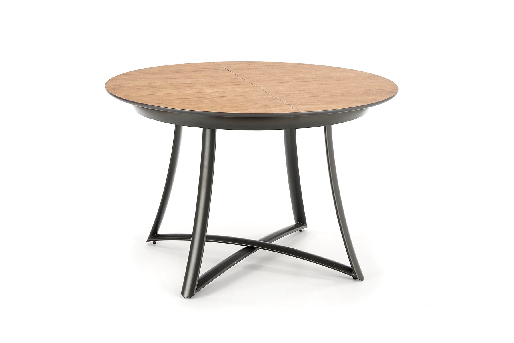 Tavolo tondo allungabile in essenza rovere con gambe in acciaio nero Moretti Ø 118 cm - allungabile a 148 cm