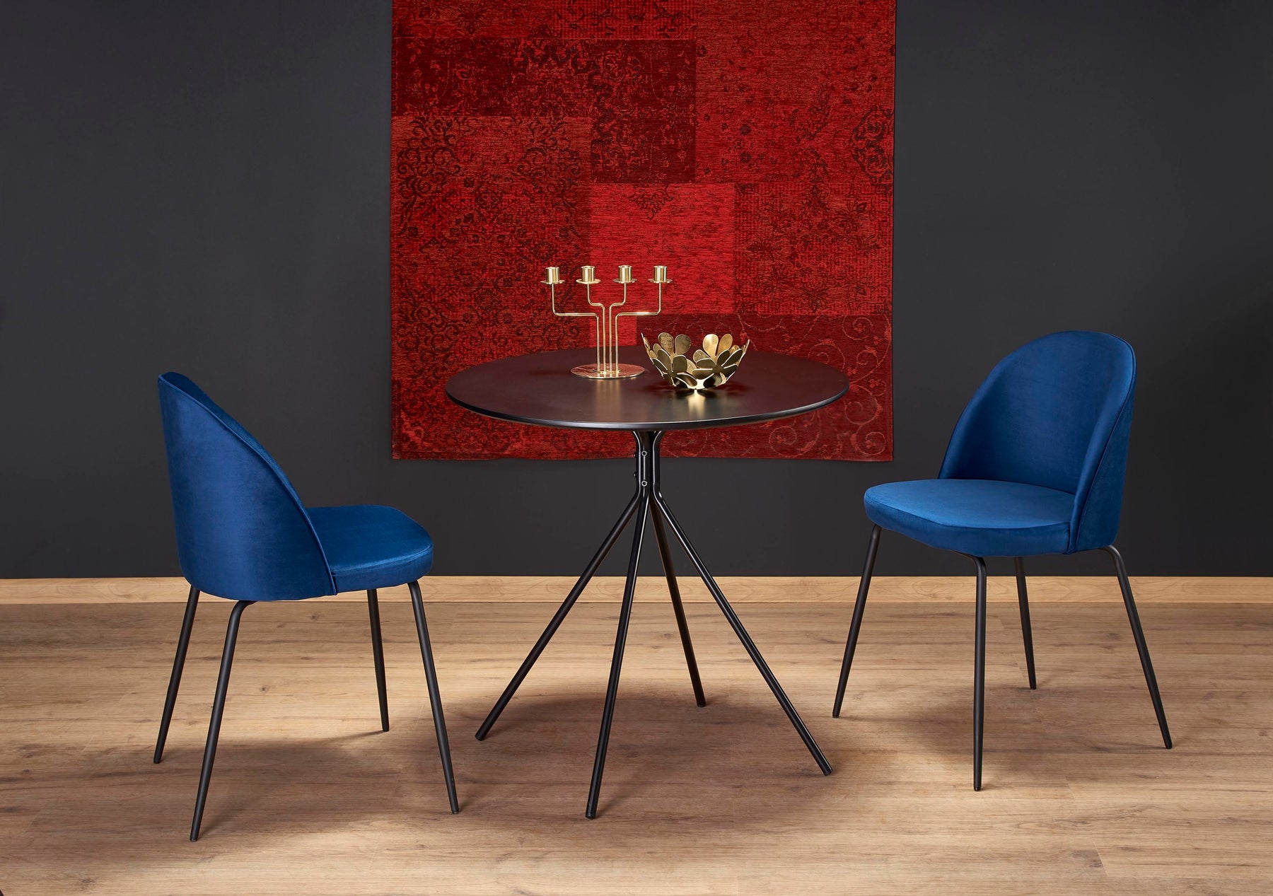 Tavolo tondo in MDF laccato e piede in metallo Fondi Ø 80 cm