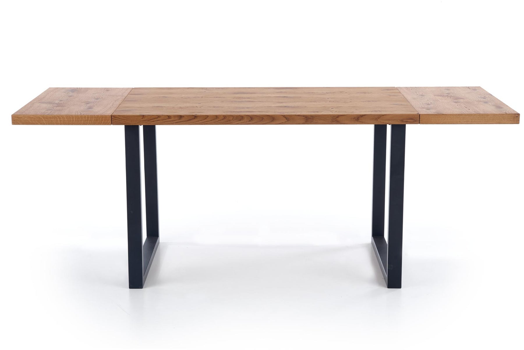 Tavolo allungabile in legno impiallacciato rovere con gambe in acciaio nero Horus 126x80 cm - allungabile a 206 cm