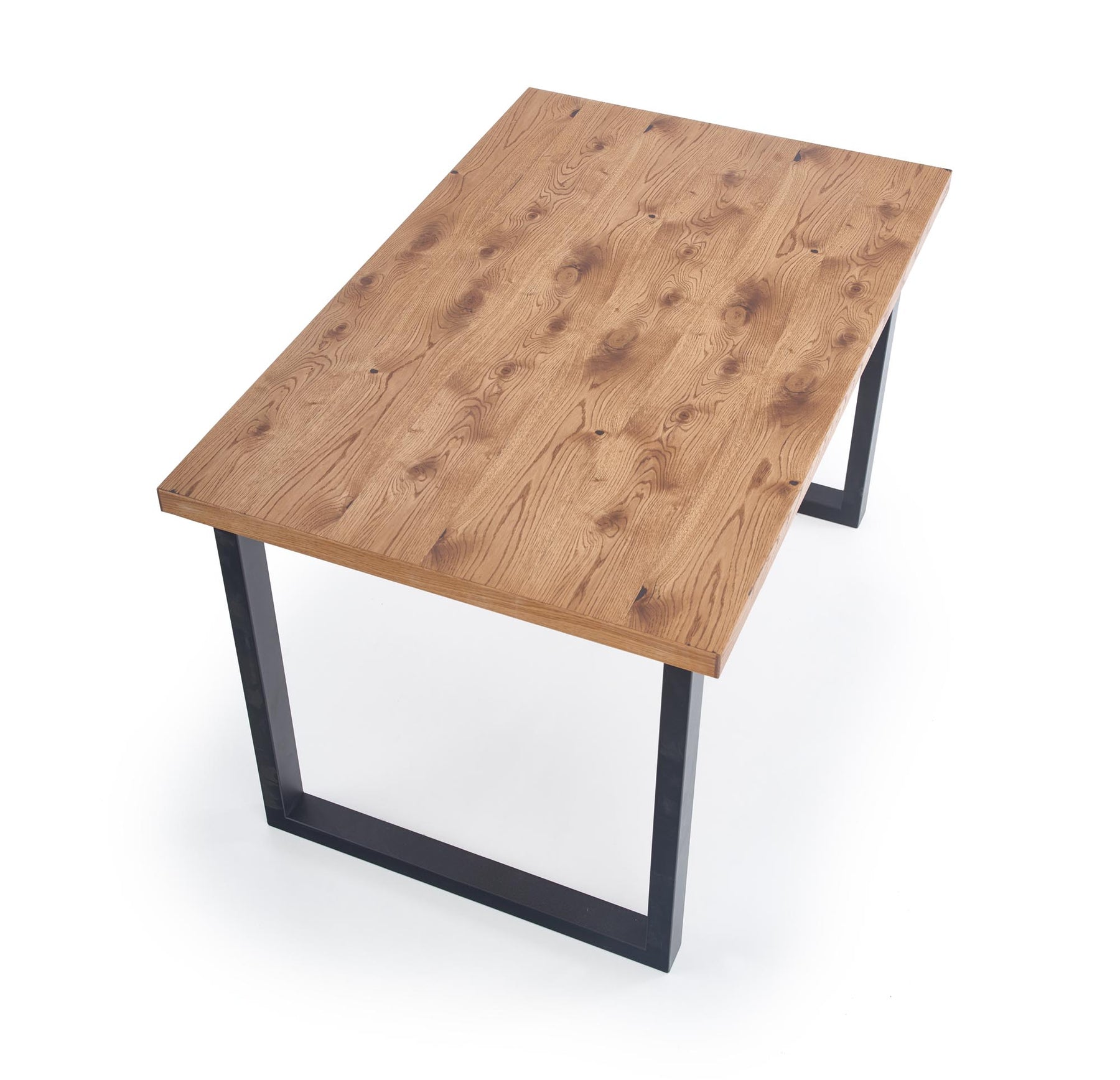Tavolo allungabile in legno impiallacciato rovere con gambe in acciaio nero Horus 126x80 cm - allungabile a 206 cm