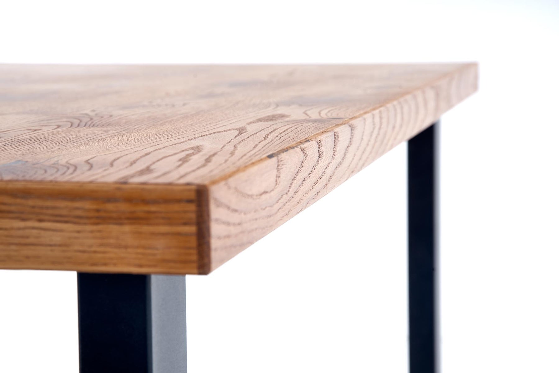 Tavolo allungabile in legno impiallacciato rovere con gambe in acciaio nero Horus 126x80 cm - allungabile a 206 cm