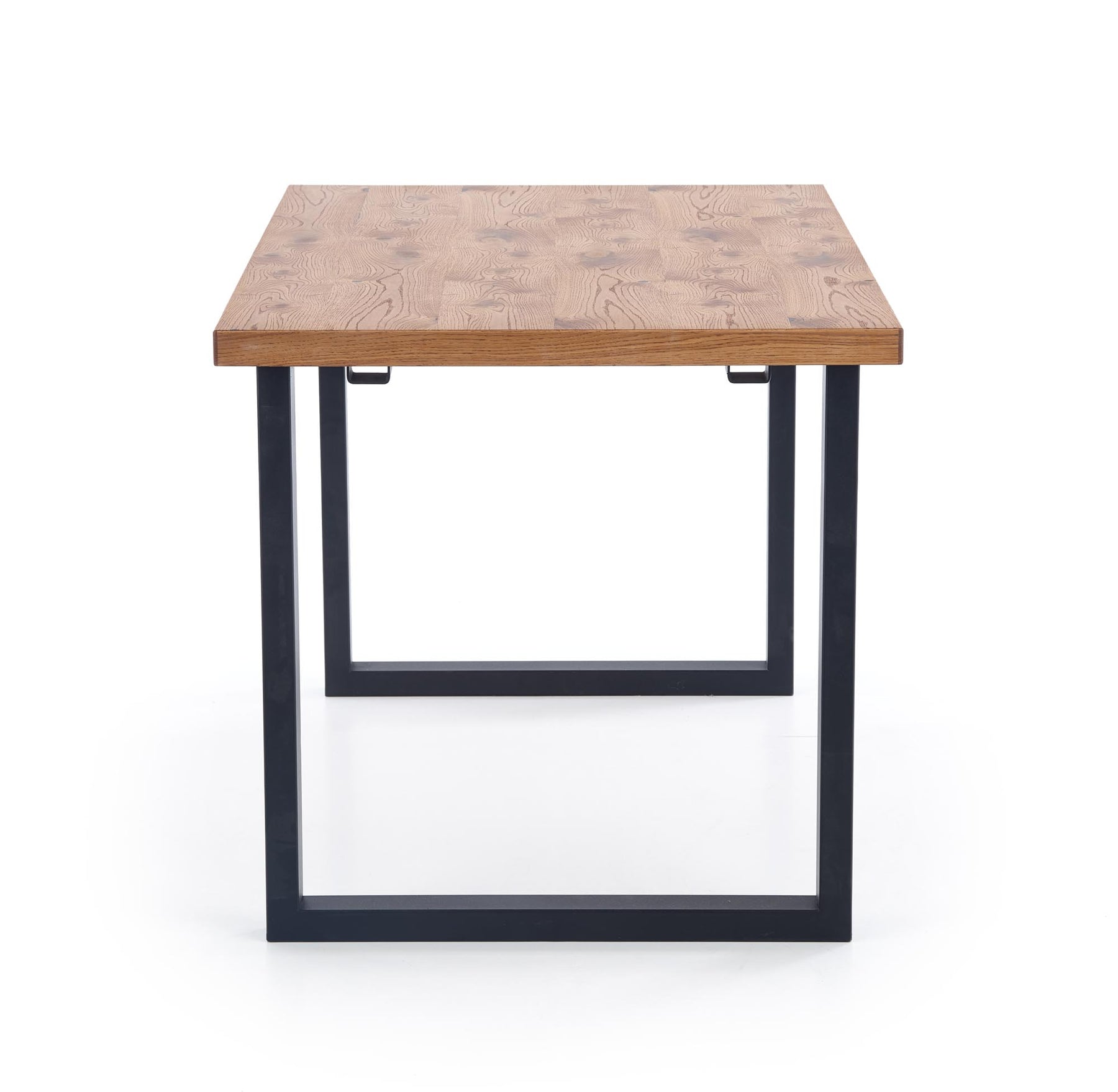 Tavolo allungabile in legno impiallacciato rovere con gambe in acciaio nero Horus 126x80 cm - allungabile a 206 cm