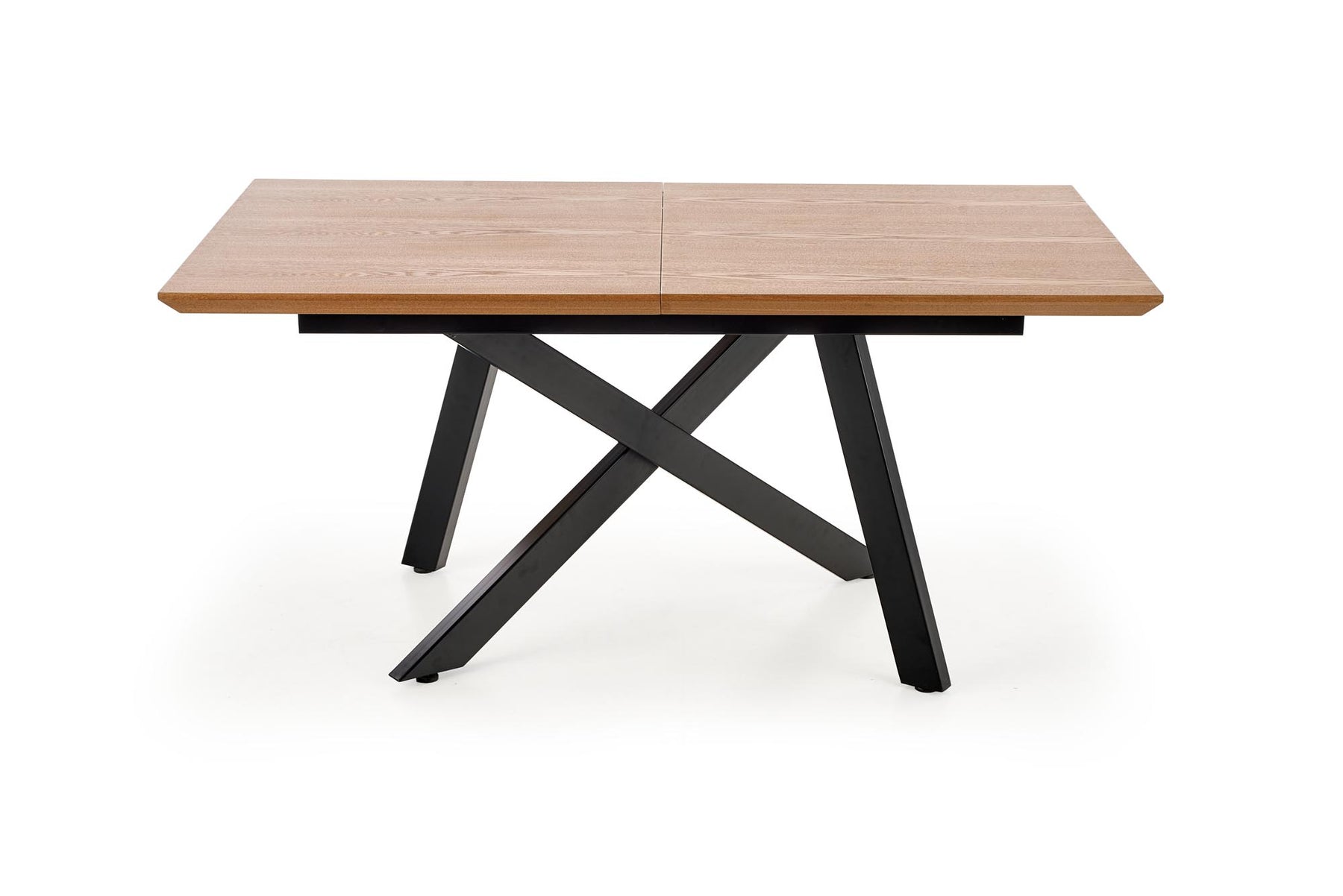 Tavolo allungabile in legno impiallacciato rovere con gambe in acciaio nero Capital 160x90 cm - allungabile fino a 200 cm
