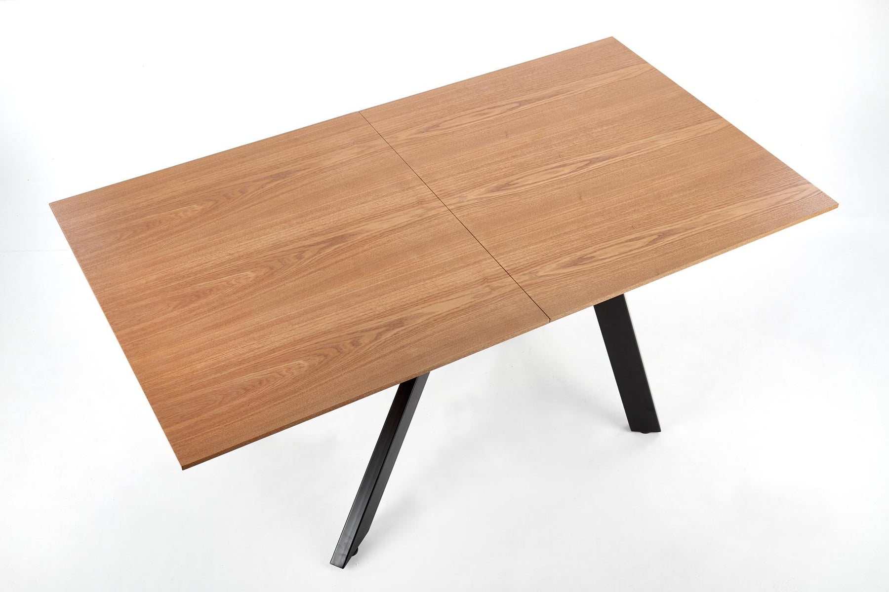 Tavolo allungabile in legno impiallacciato rovere con gambe in acciaio nero Capital 160x90 cm - allungabile fino a 200 cm