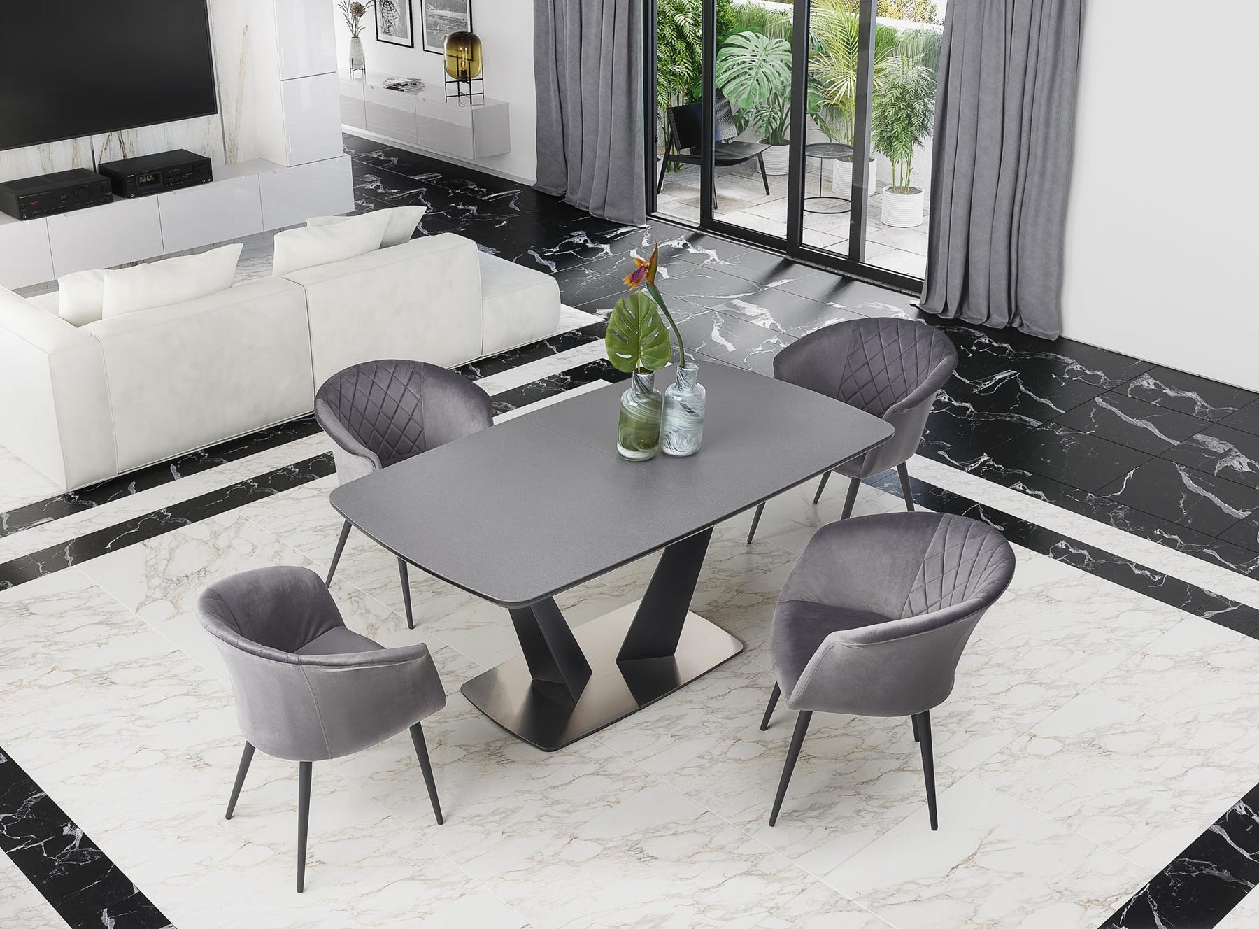 Tavolo allungabile per 6/8 persone grigio Fanny 160/220x90 cm