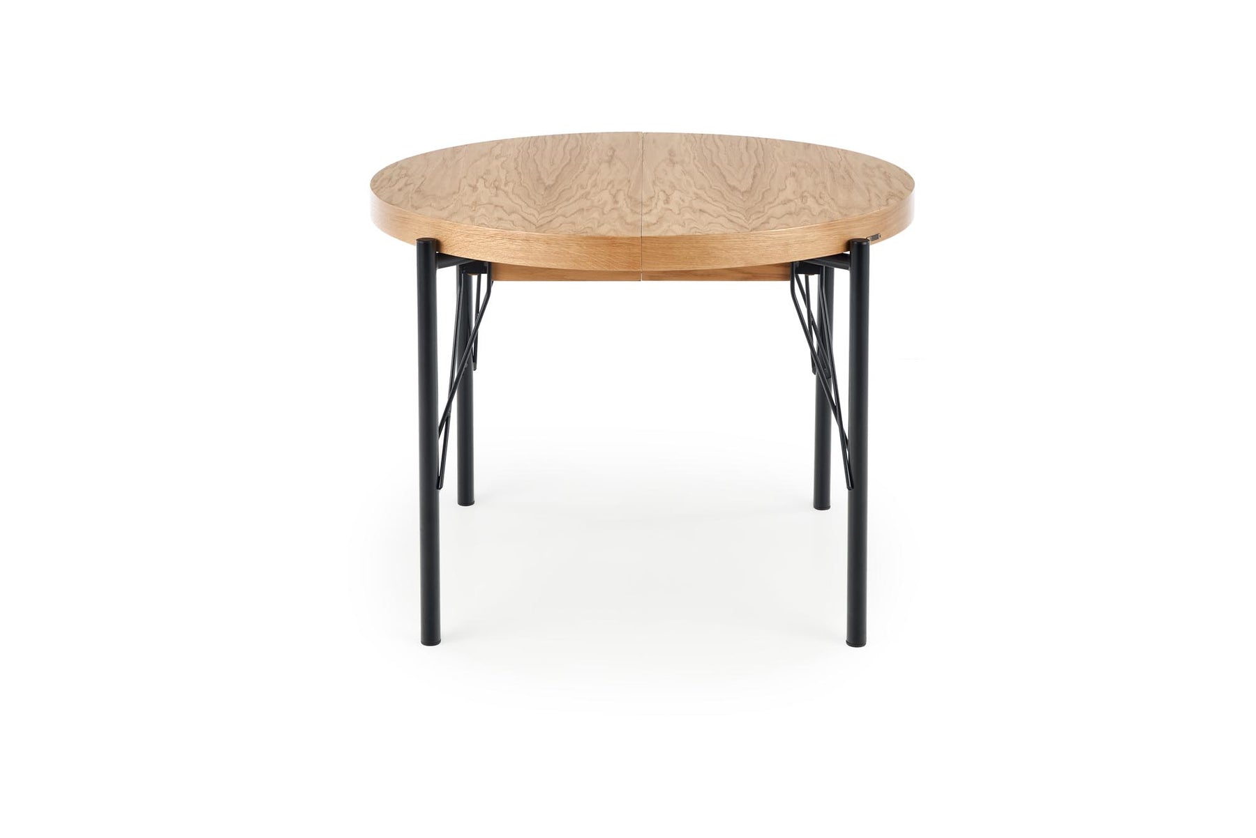 Tavolo tondo allungabile in MDF impiallacciato rovere con gambe in acciaio nero Inferno Ø 100 cm - allungabile a 300cm