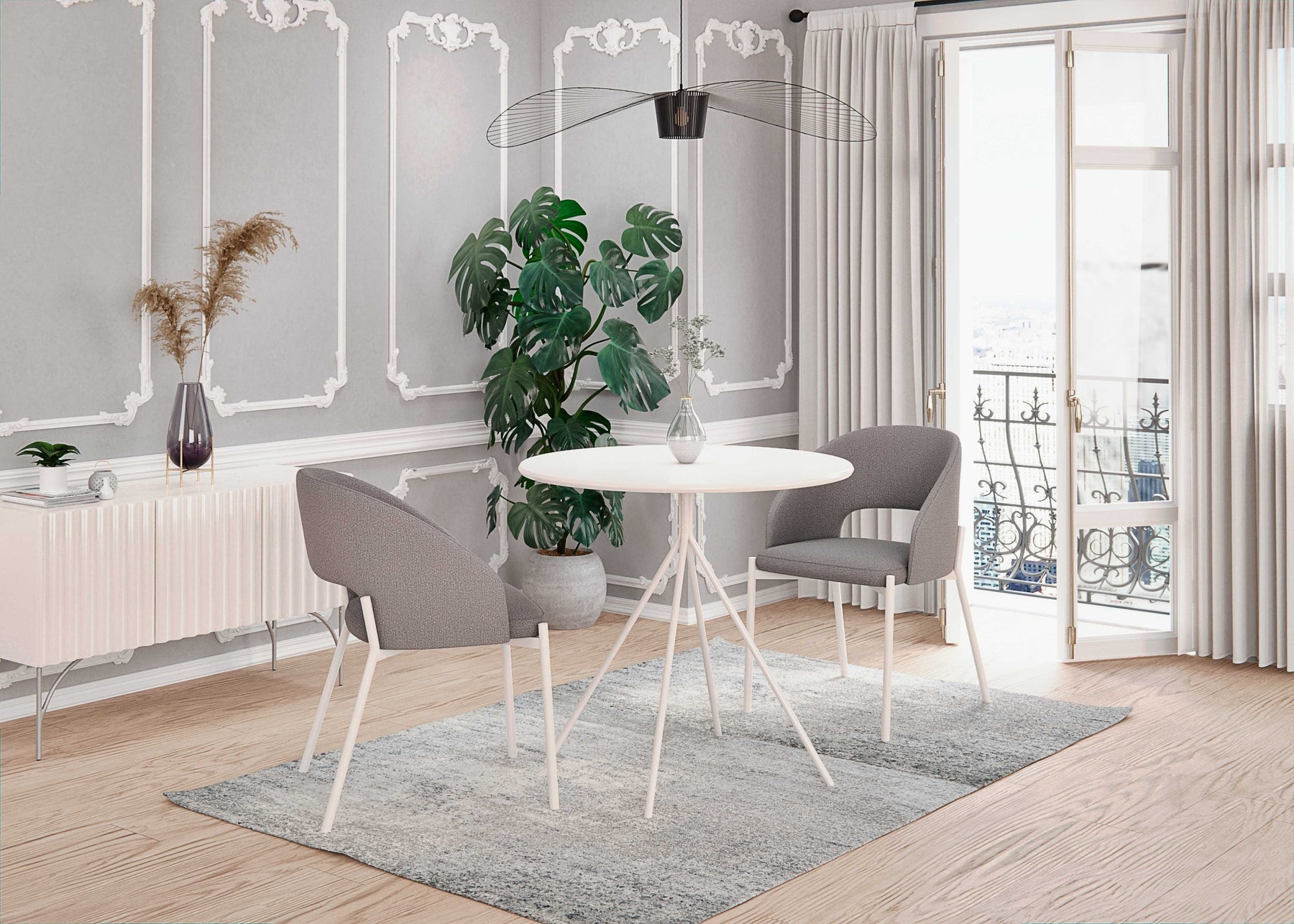 Tavolo tondo in MDF laccato e piede in metallo Fondi Ø 80 cm