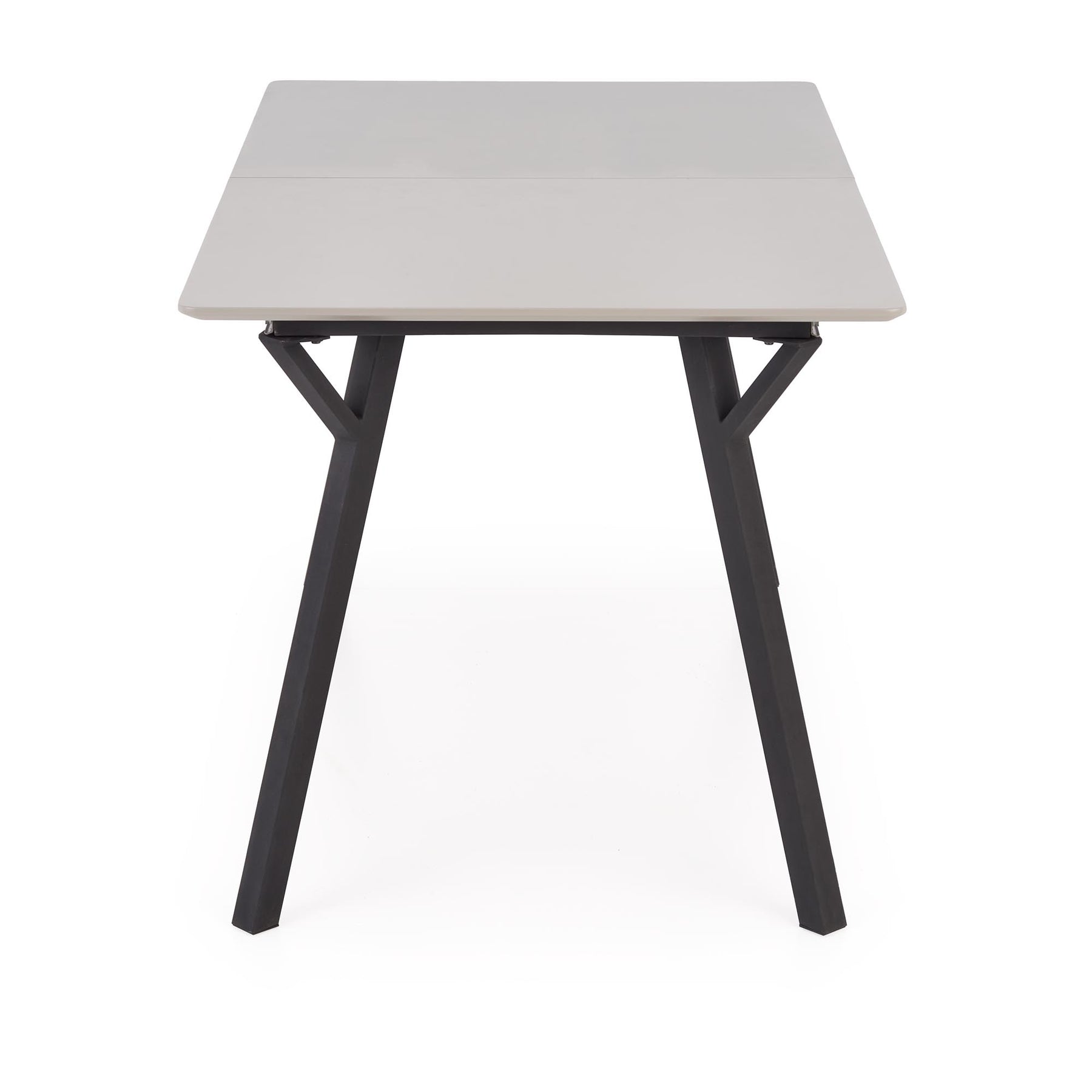 Tavolo allungabile in legno MDF laccato grigio chiaro e gambe in acciaio nero Balrog 140x80 cm - allungabile fino a 180 cm
