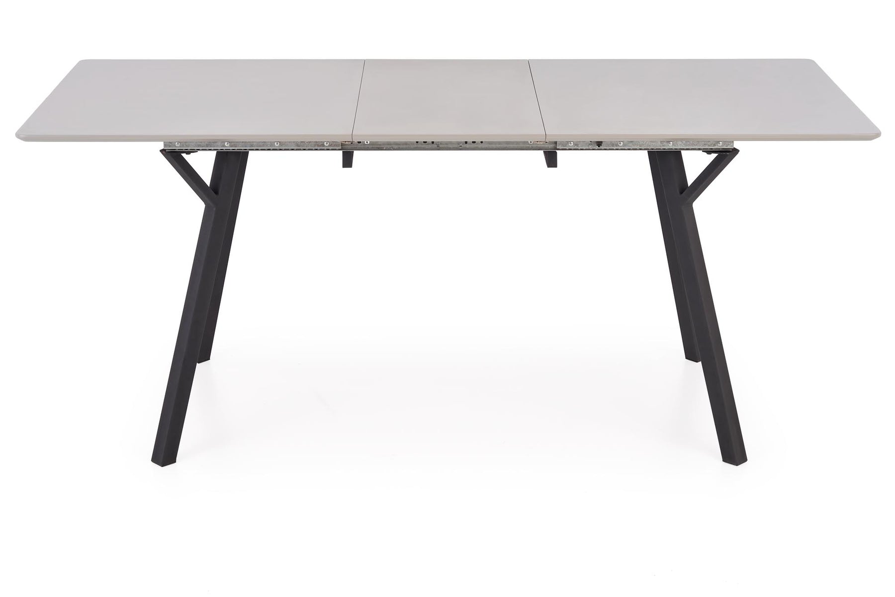 Tavolo allungabile in legno MDF laccato grigio chiaro e gambe in acciaio nero Balrog 140x80 cm - allungabile fino a 180 cm