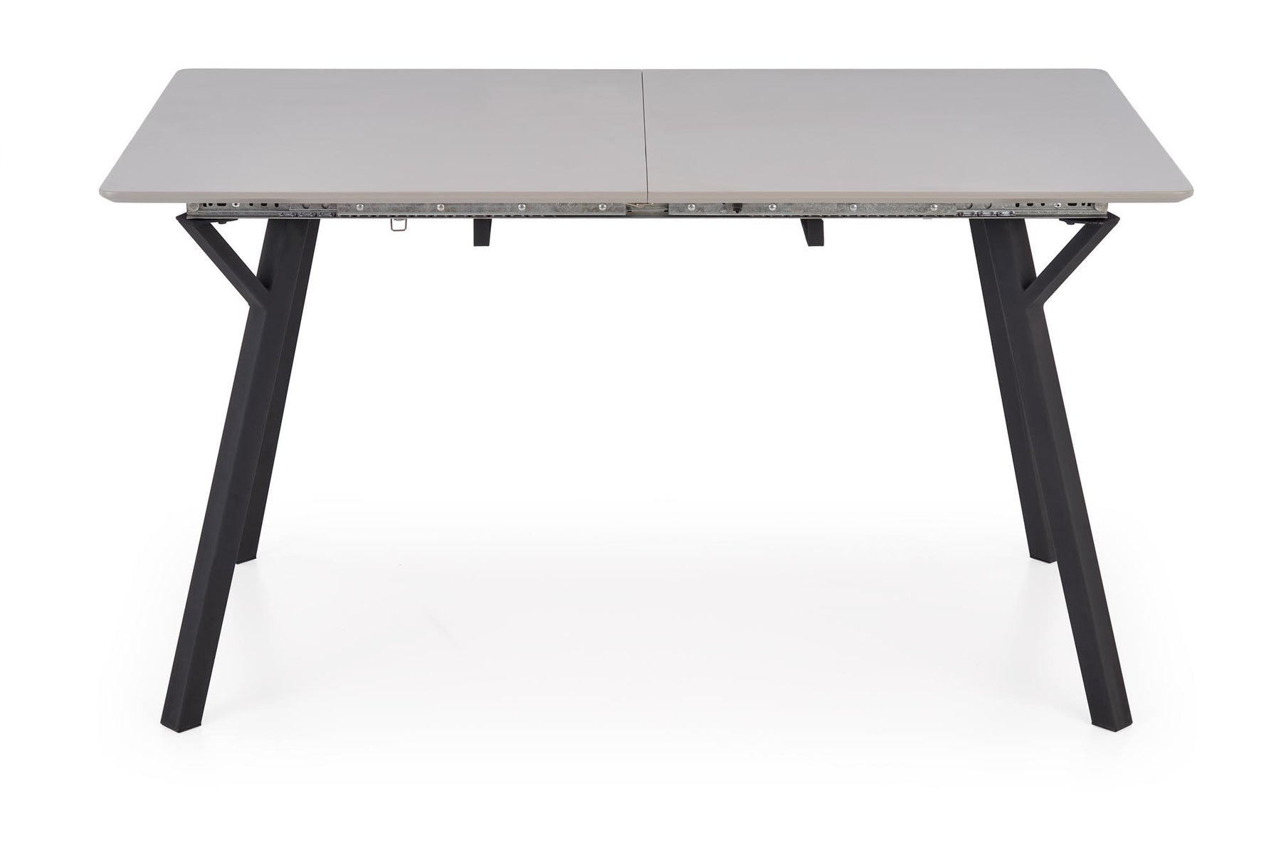 Tavolo allungabile in legno MDF laccato grigio chiaro e gambe in acciaio nero Balrog 140x80 cm - allungabile fino a 180 cm