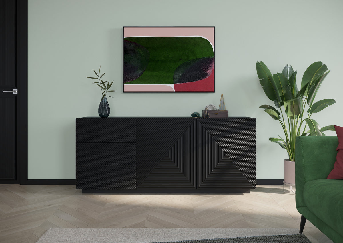 Madia 2 ante 3 cassetti in legno laminato Asha 167x43 cm