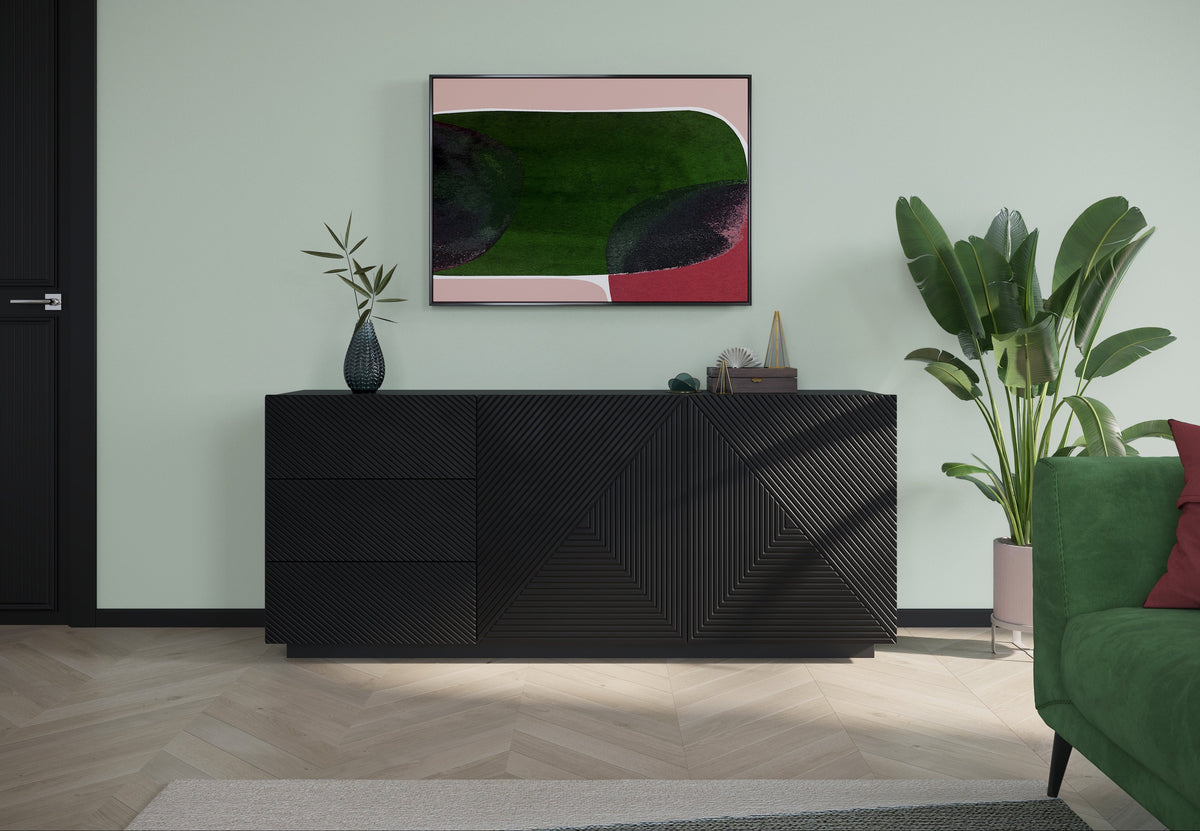 Madia 2 ante 3 cassetti in legno laminato Asha 167x43 cm