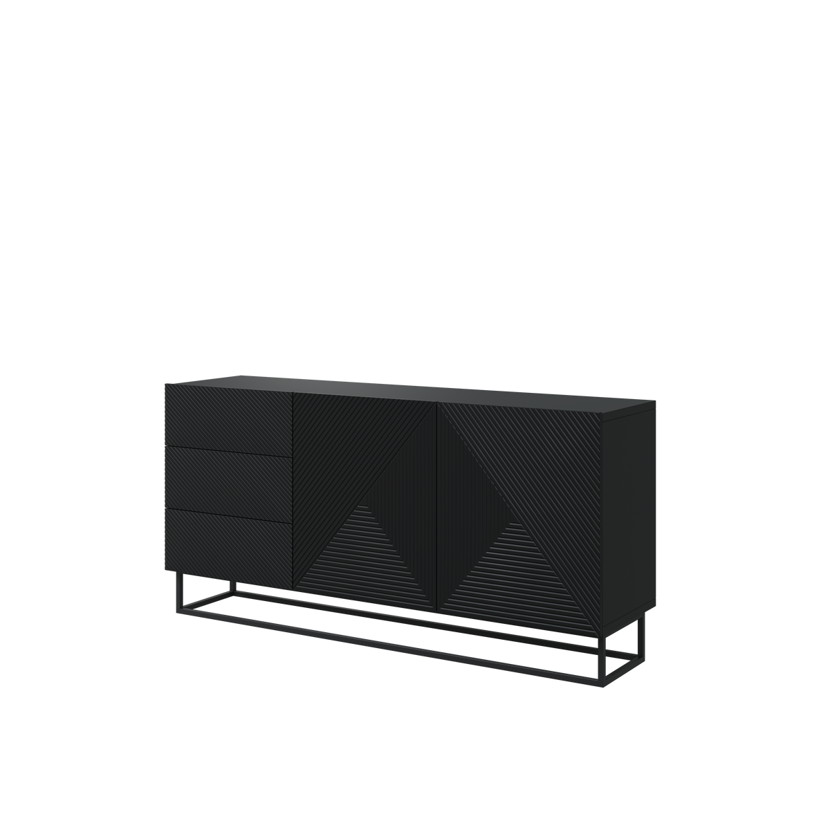 Madia 2 ante 3 cassetti in legno laminato con piede in metallo Asha 167x43 cm