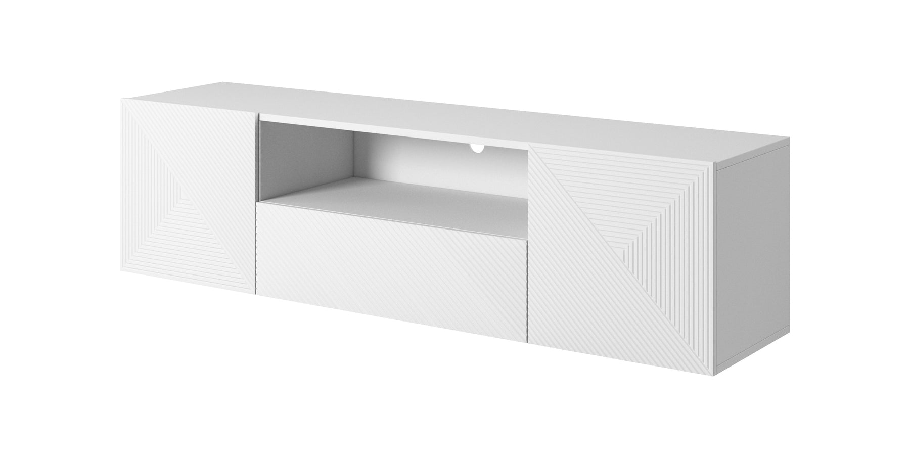 Mobile TV sospeso 2 ante 1 cassetto in legno laminato Asha 167 x 40 cm