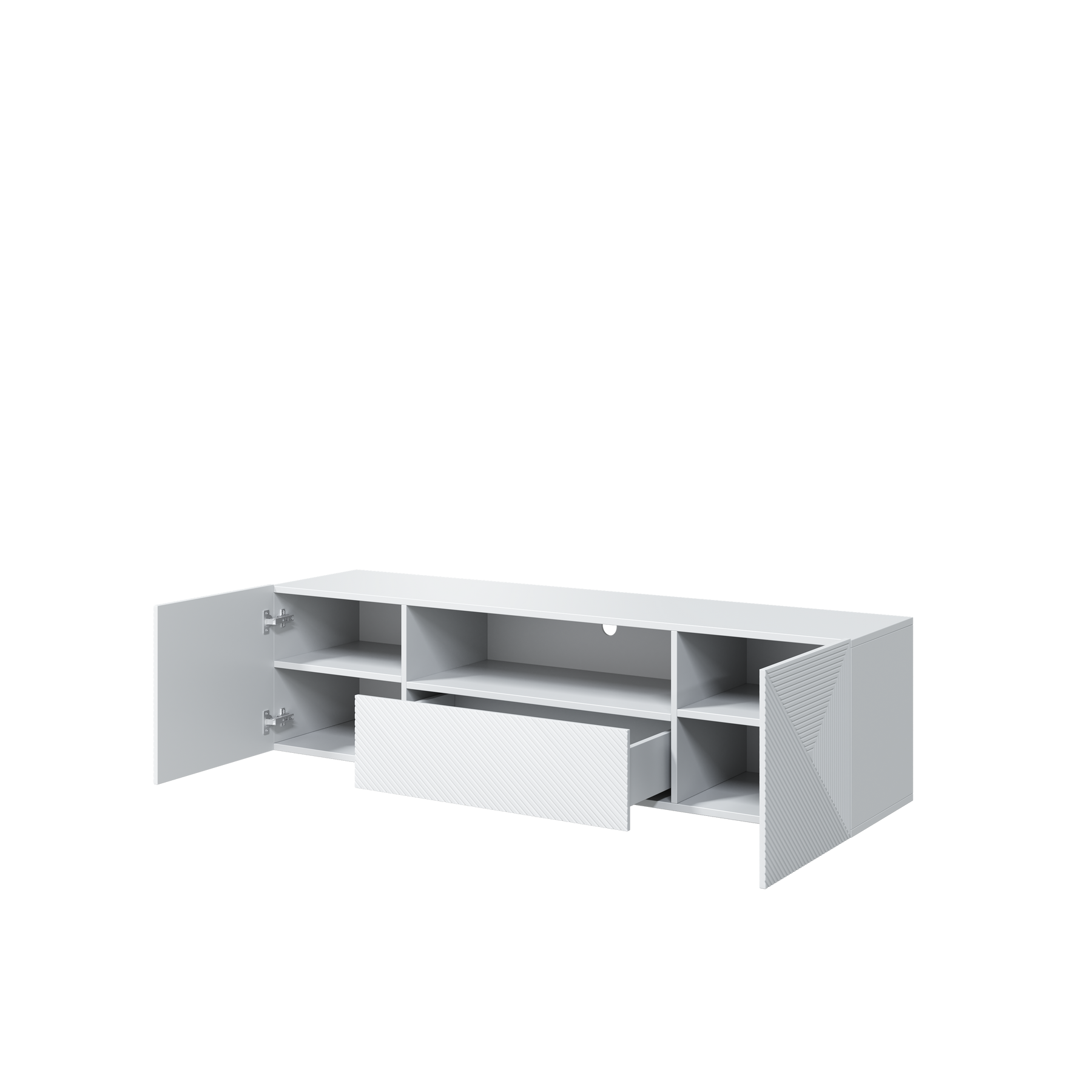 Mobile TV sospeso 2 ante 1 cassetto in legno laminato Asha 167 x 40 cm