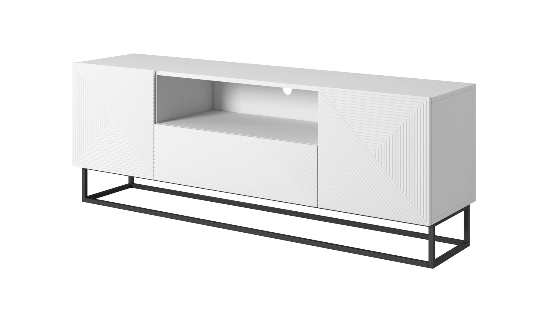 Mobile TV 2 ante 1 cassetto in legno laminato con piede in metallo Asha 167x40 cm