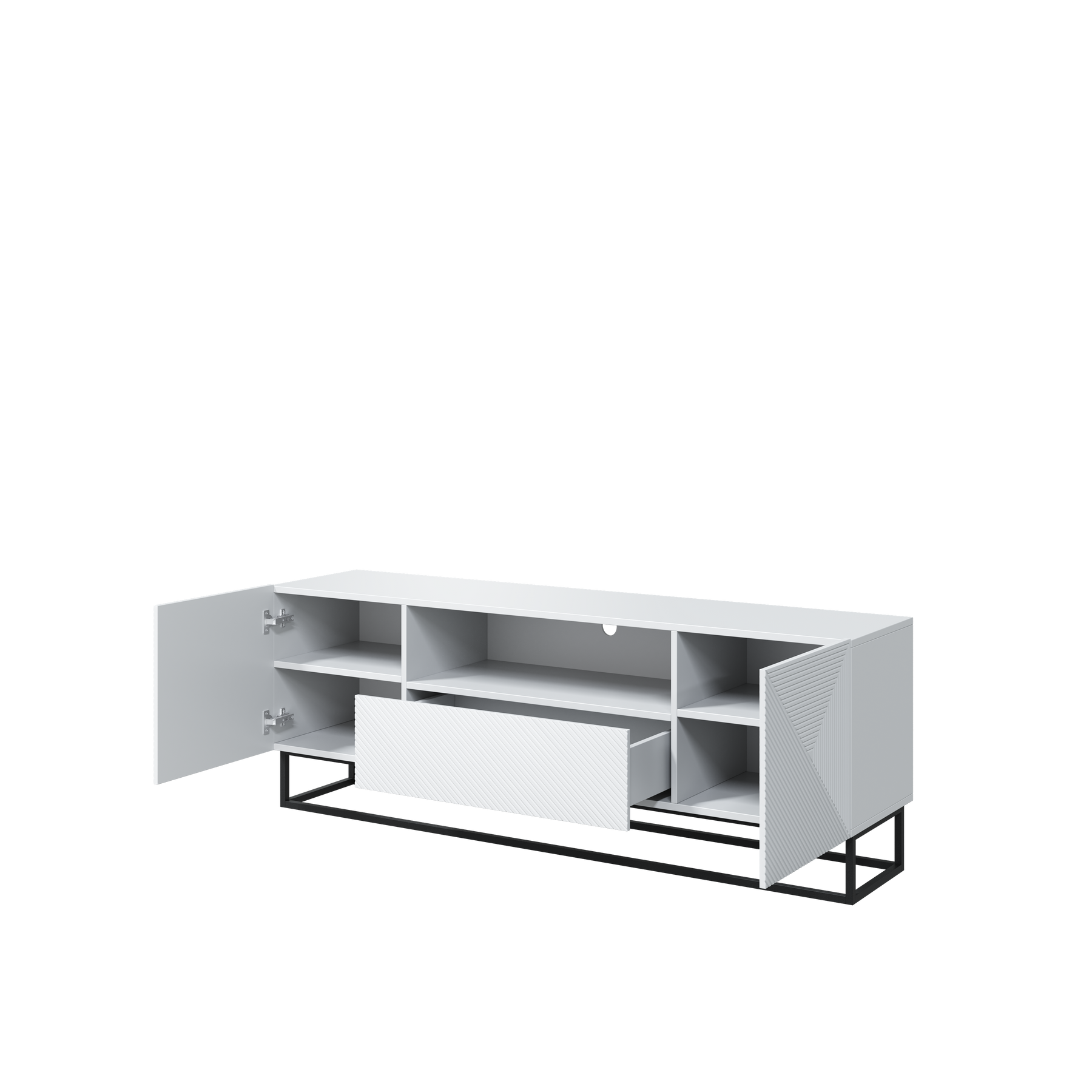 Mobile TV 2 ante 1 cassetto in legno laminato con piede in metallo Asha 167x40 cm