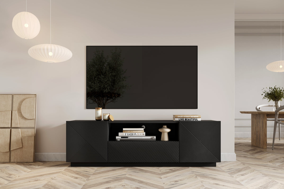 Mobile TV 2 ante 1 cassetto in legno laminato Asha 167 x 40 cm