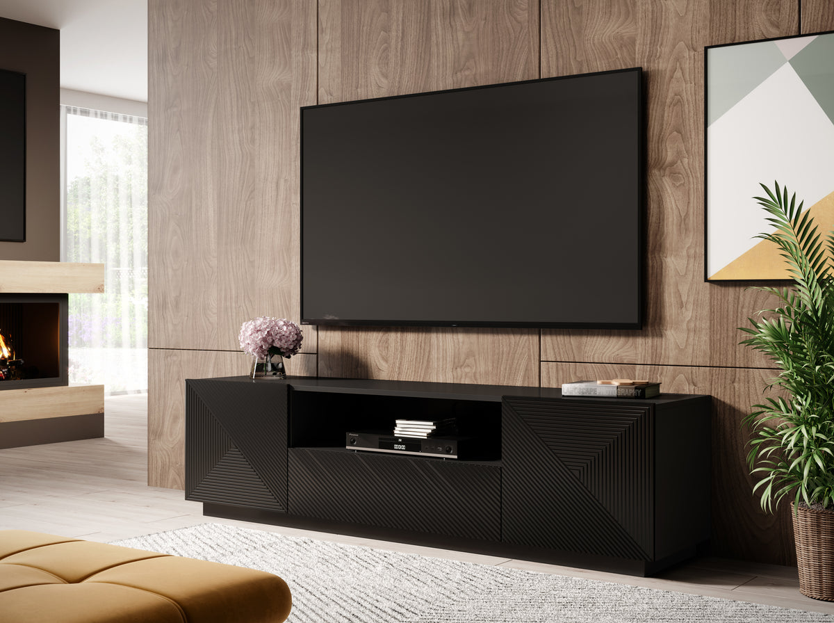 Mobile TV 2 ante 1 cassetto in legno laminato Asha 167 x 40 cm
