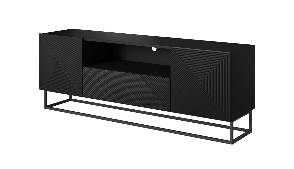 Mobile TV 2 ante 1 cassetto in legno laminato con piede in metallo Asha 167x40 cm