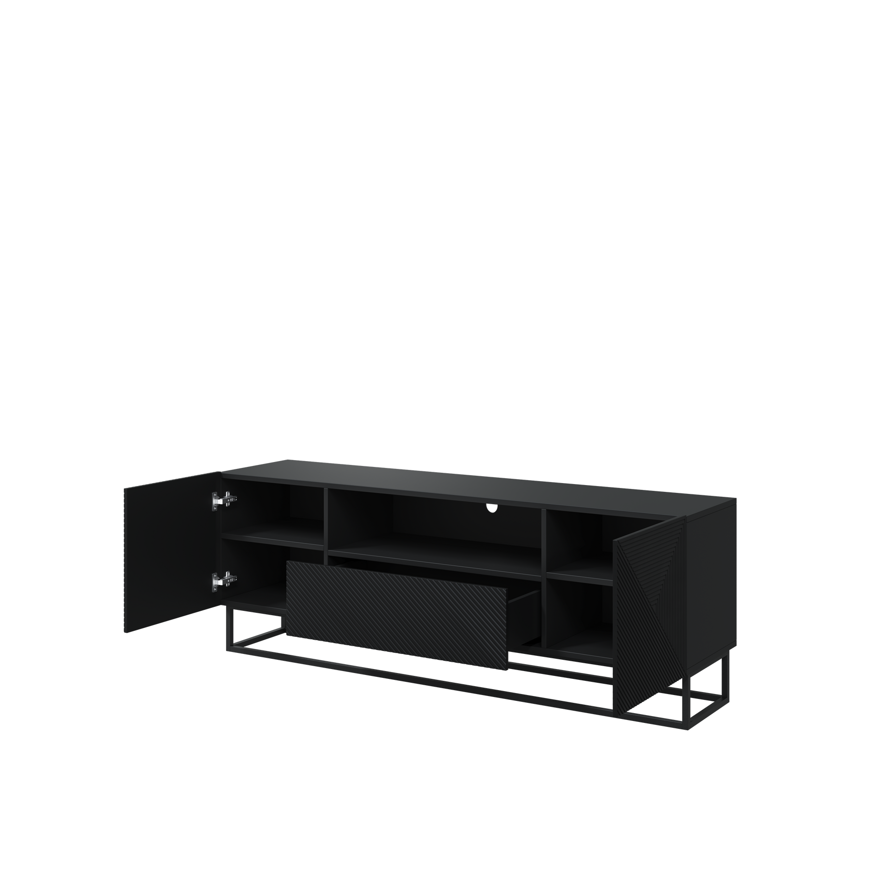 Mobile TV 2 ante 1 cassetto in legno laminato con piede in metallo Asha 167x40 cm