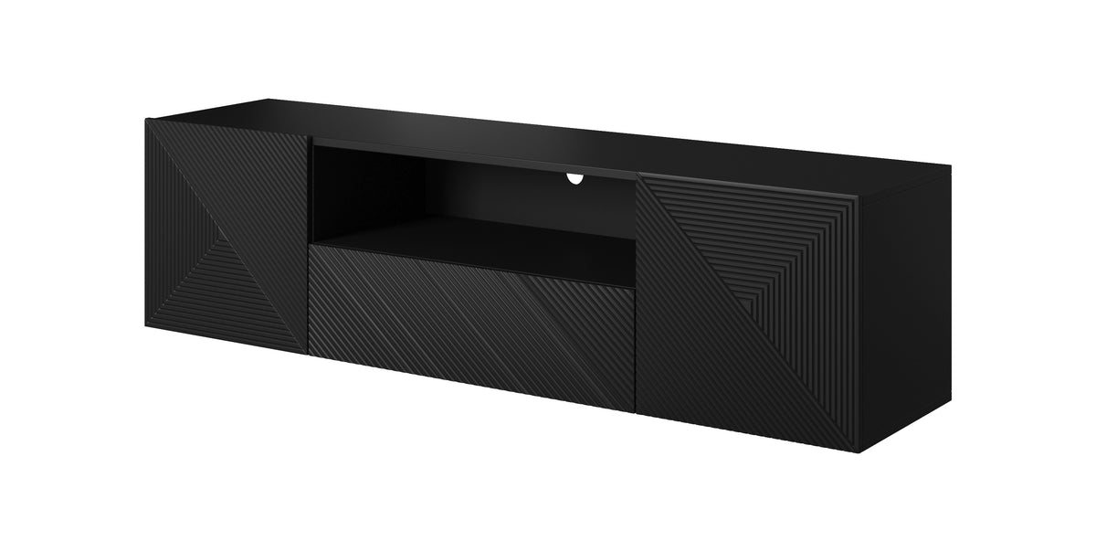 Mobile TV sospeso 2 ante 1 cassetto in legno laminato Asha 167 x 40 cm