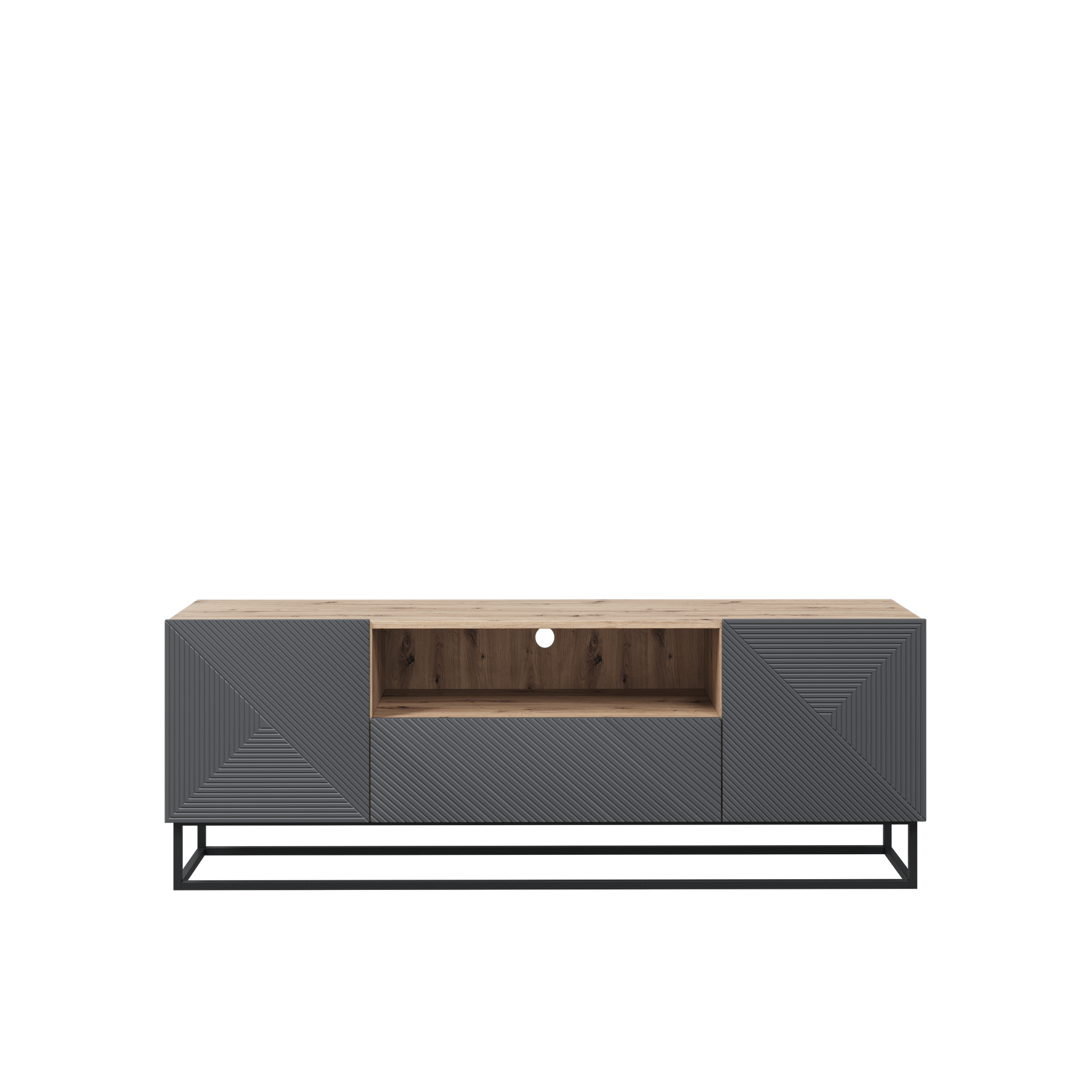 Mobile TV 2 ante 1 cassetto in legno laminato con piede in metallo Asha 167x40 cm