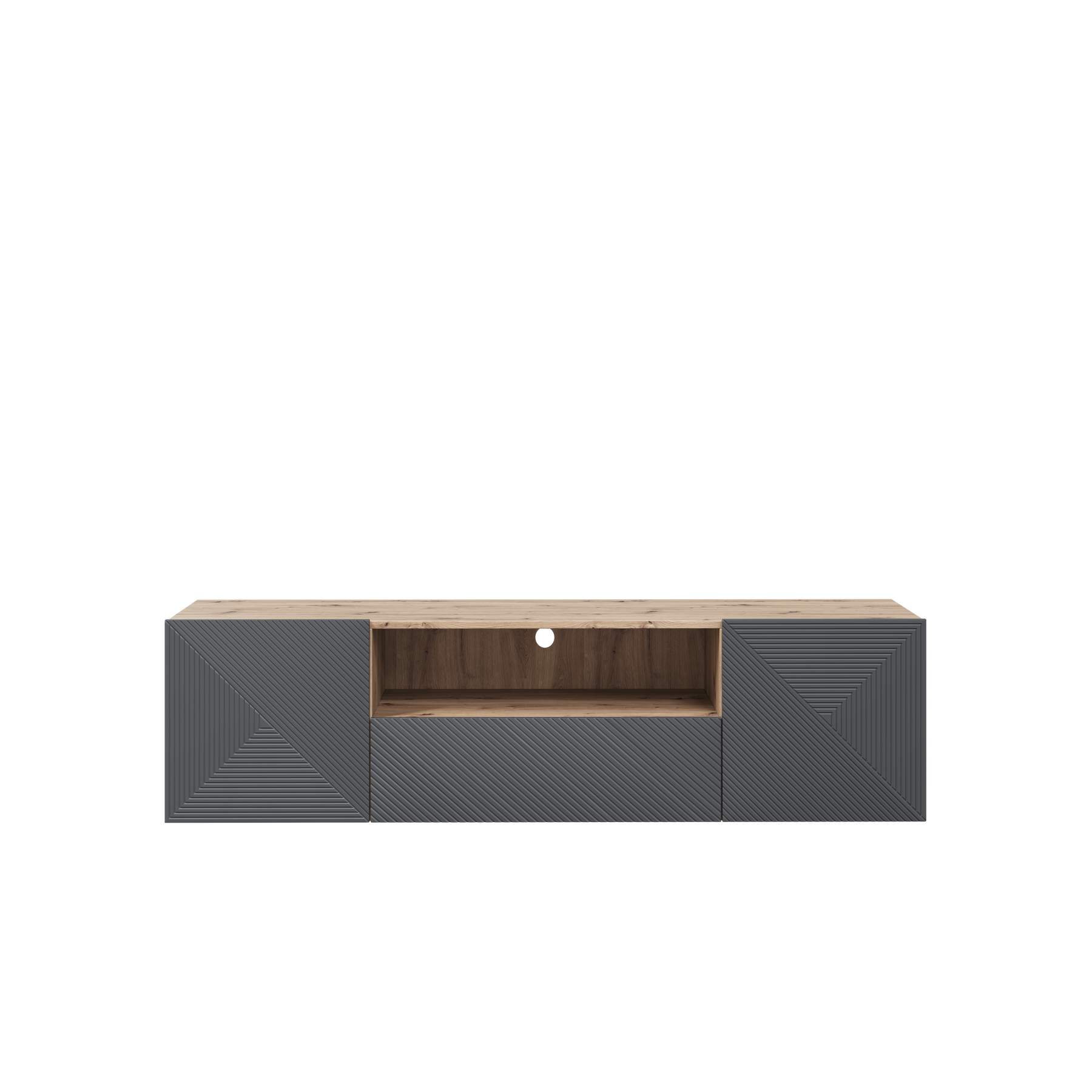 Mobile TV sospeso 2 ante 1 cassetto in legno laminato Asha 167 x 40 cm