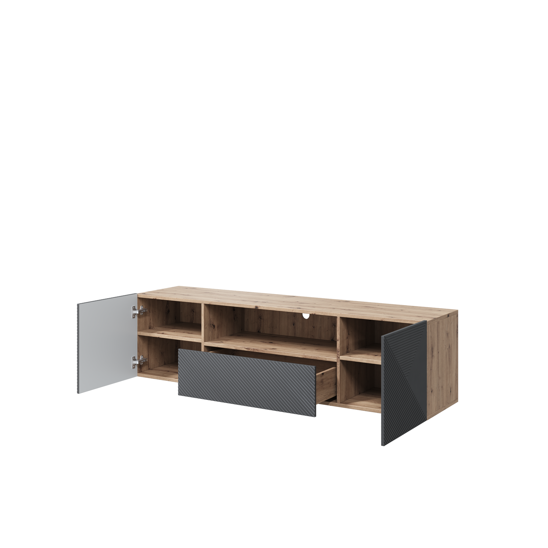 Mobile TV sospeso 2 ante 1 cassetto in legno laminato Asha 167 x 40 cm